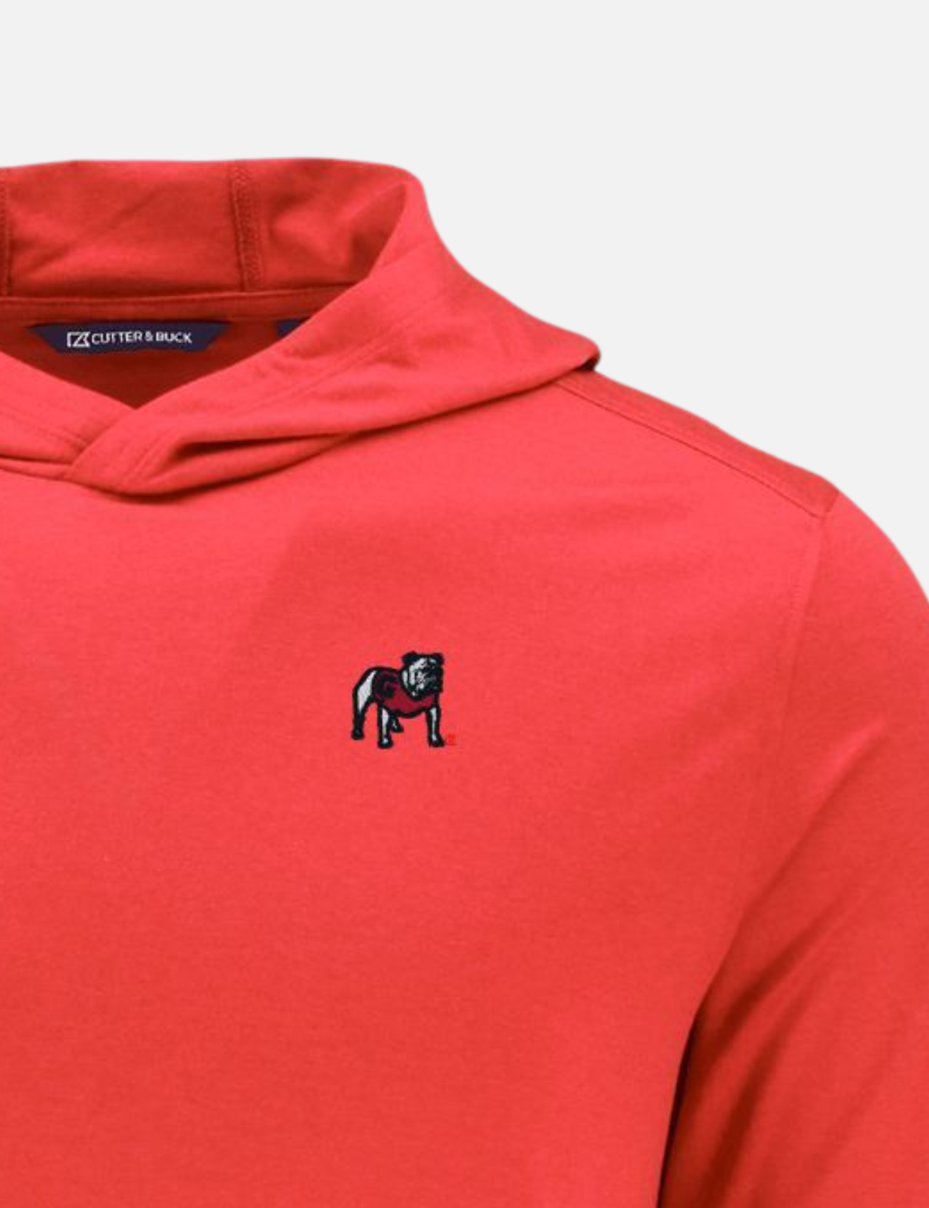 Georgia Bulldogs Cutter Buck Lightweight Performance Hoodie SPF Dry Fit Red Standing Dawg Kempt Athens GA UGA Mens Clothing