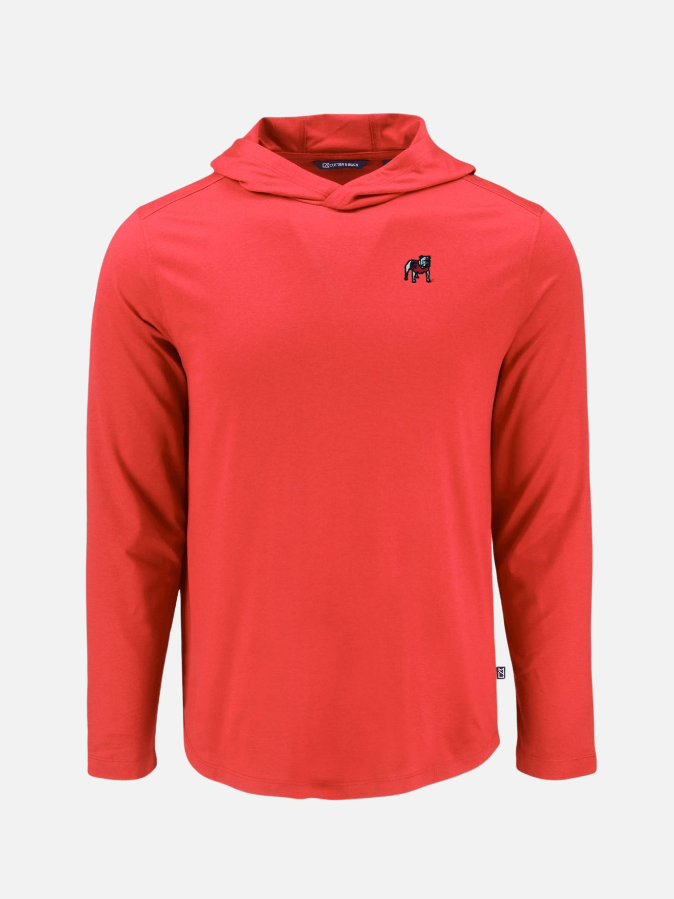 Georgia Bulldogs Cutter Buck Lightweight Performance Hoodie SPF Dry Fit Red Standing Dawg Kempt Athens GA UGA Mens Clothing