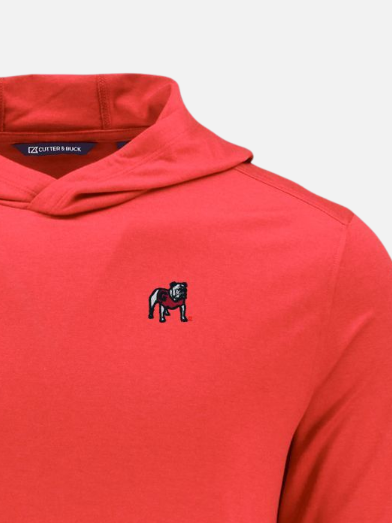 Georgia Bulldogs Cutter Buck Lightweight Performance Hoodie SPF Dry Fit Red Standing Dawg Kempt Athens GA UGA Mens Clothing