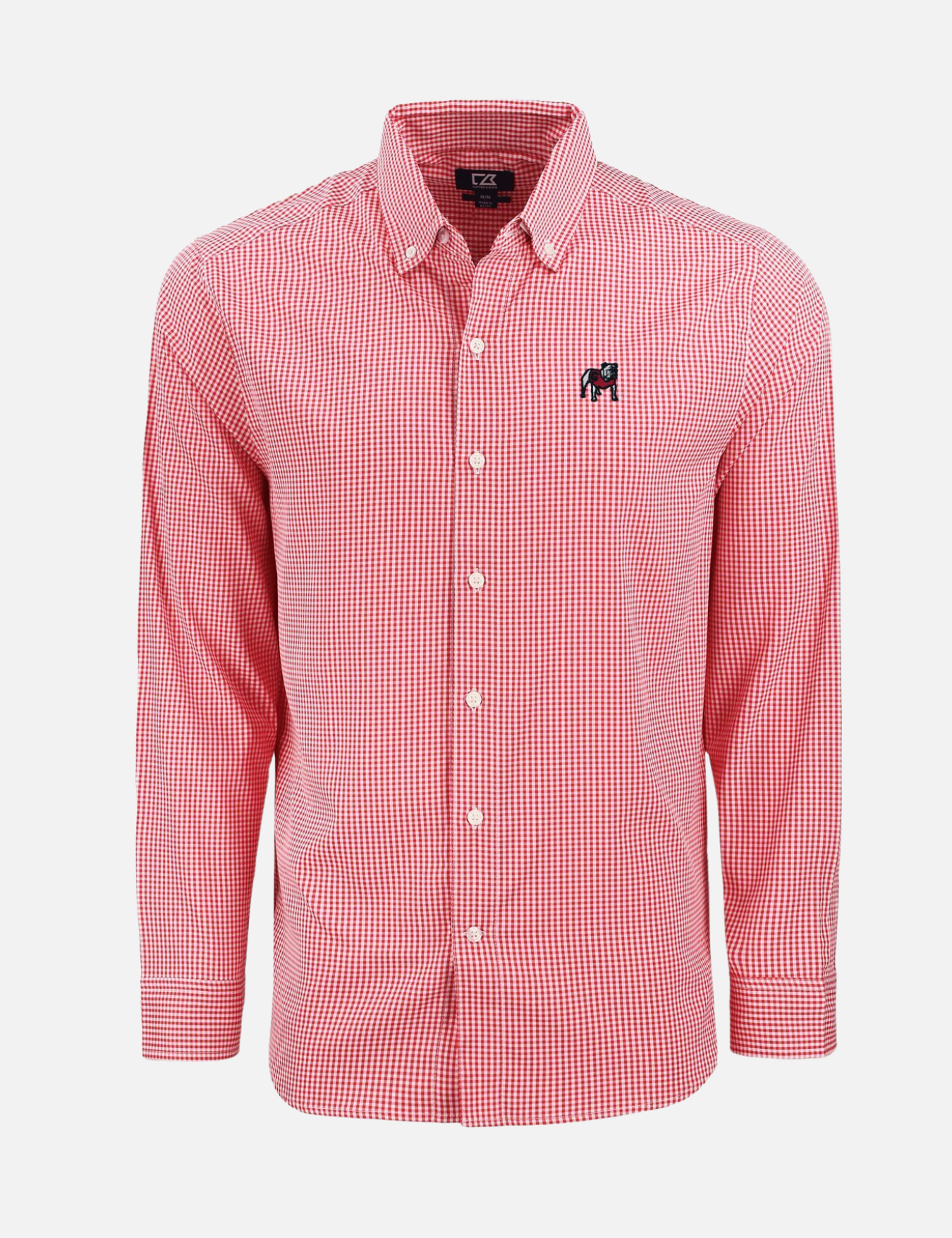 Georgia Bulldogs Cutter & Buck Performance Gingham Button Down Standing Dawg Logo Athens Georgia Kempt UGA Mens Shop