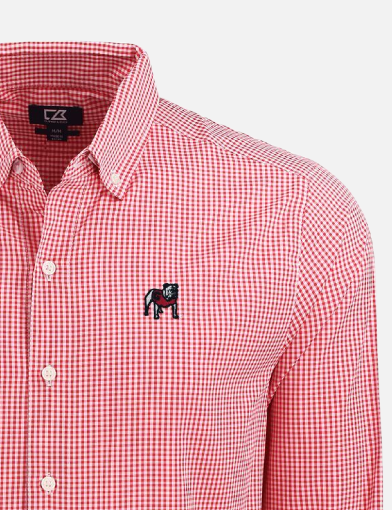 Georgia Bulldogs Cutter & Buck Performance Gingham Button Down Standing Dawg Logo Athens Georgia Kempt UGA Mens Shop