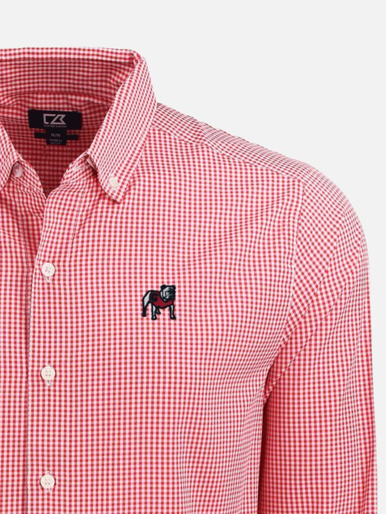 Georgia Bulldogs Cutter & Buck Performance Gingham Button Down Standing Dawg Logo Athens Georgia Kempt UGA Mens Shop