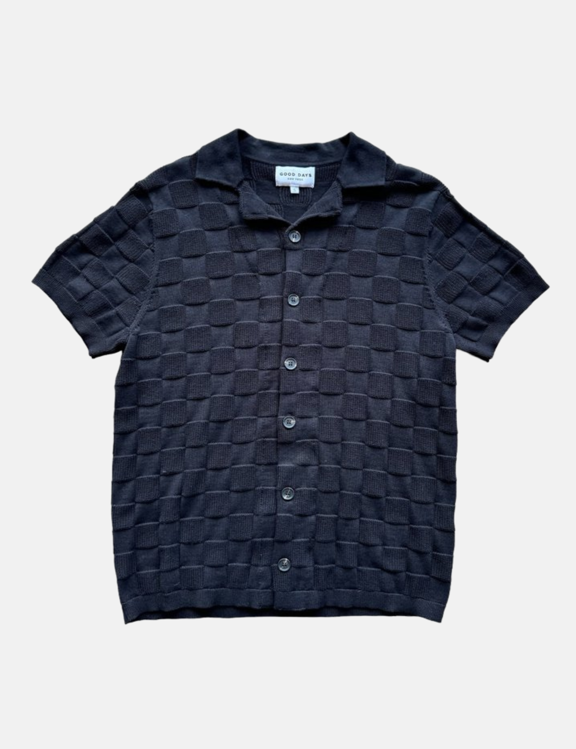 Good Days Woven Checkered Camp Shirt Black Men’s Button Up SS Short Sleeve Top Collared Athens GA Georgia Kempt Menswear Store Near Me