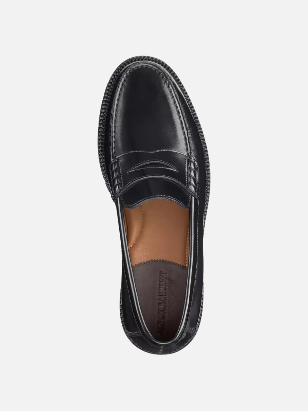 johnston & murphy donnell penny loafer black shine leather lug sole dress shoe kempt athens ga georgia men's clothing store