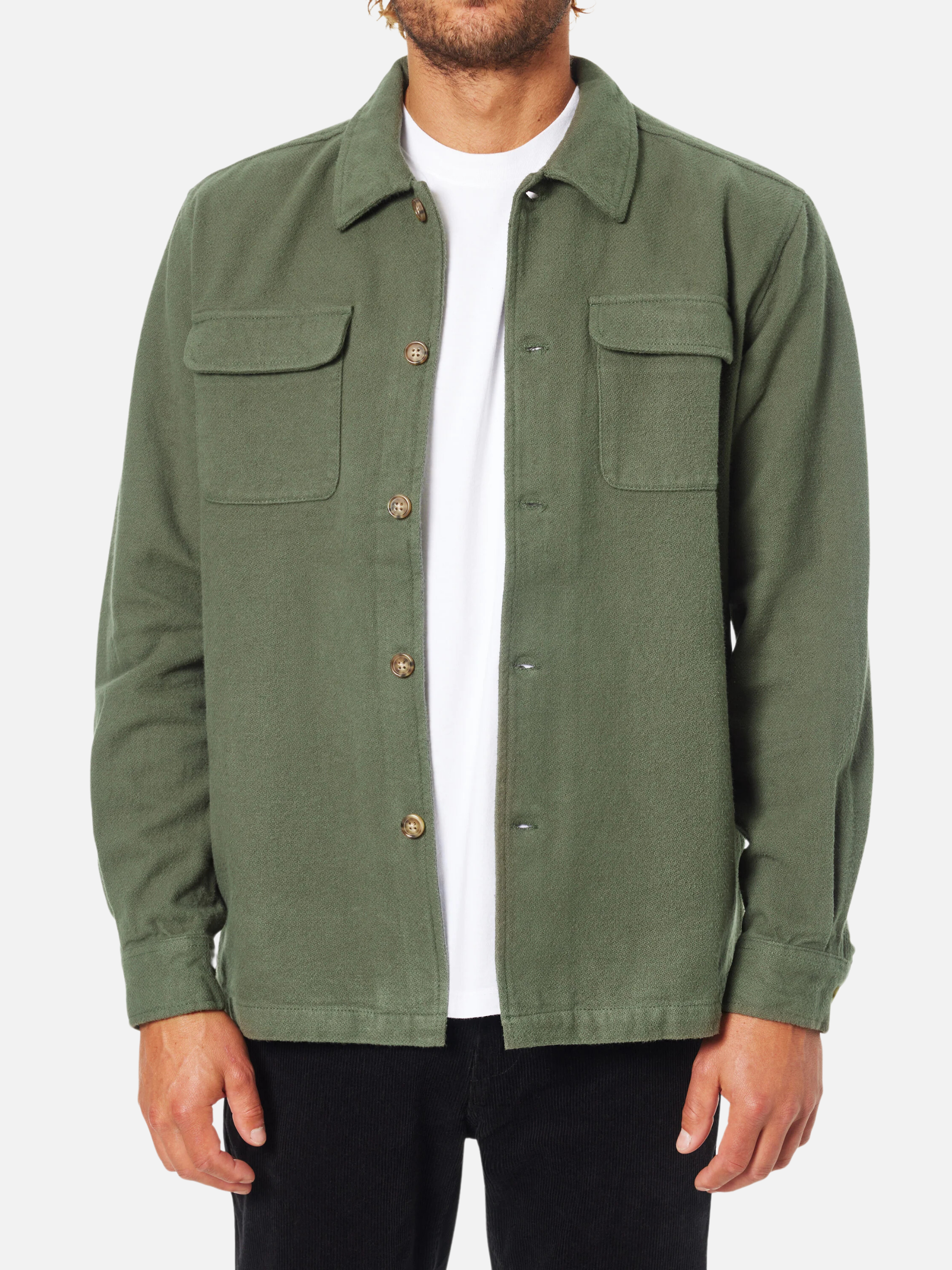 Katin Shiloh Solid Flannel Green Thyme LS Long Sleeve Men’s Button Down Pocket Front Collared Shirt Athens GA Georgia Kempt Menswear Store Near Me