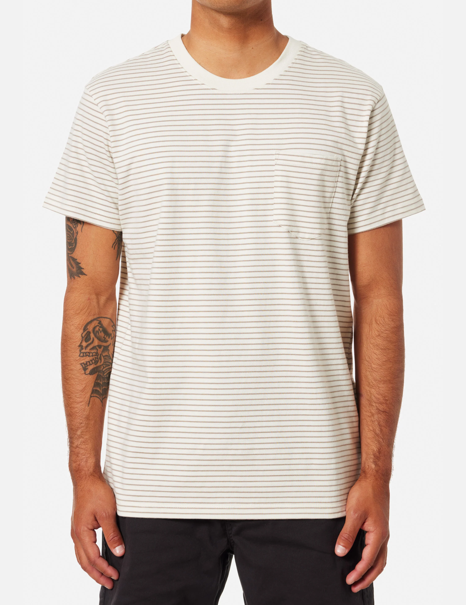 Katin Finley Front Pocket Tee Striped T-Shirt Men’s Summer Tops for Men Knit Shirt Vapor Gray Pattern Athens GA Georgia Kempt Menswear Store Near Me