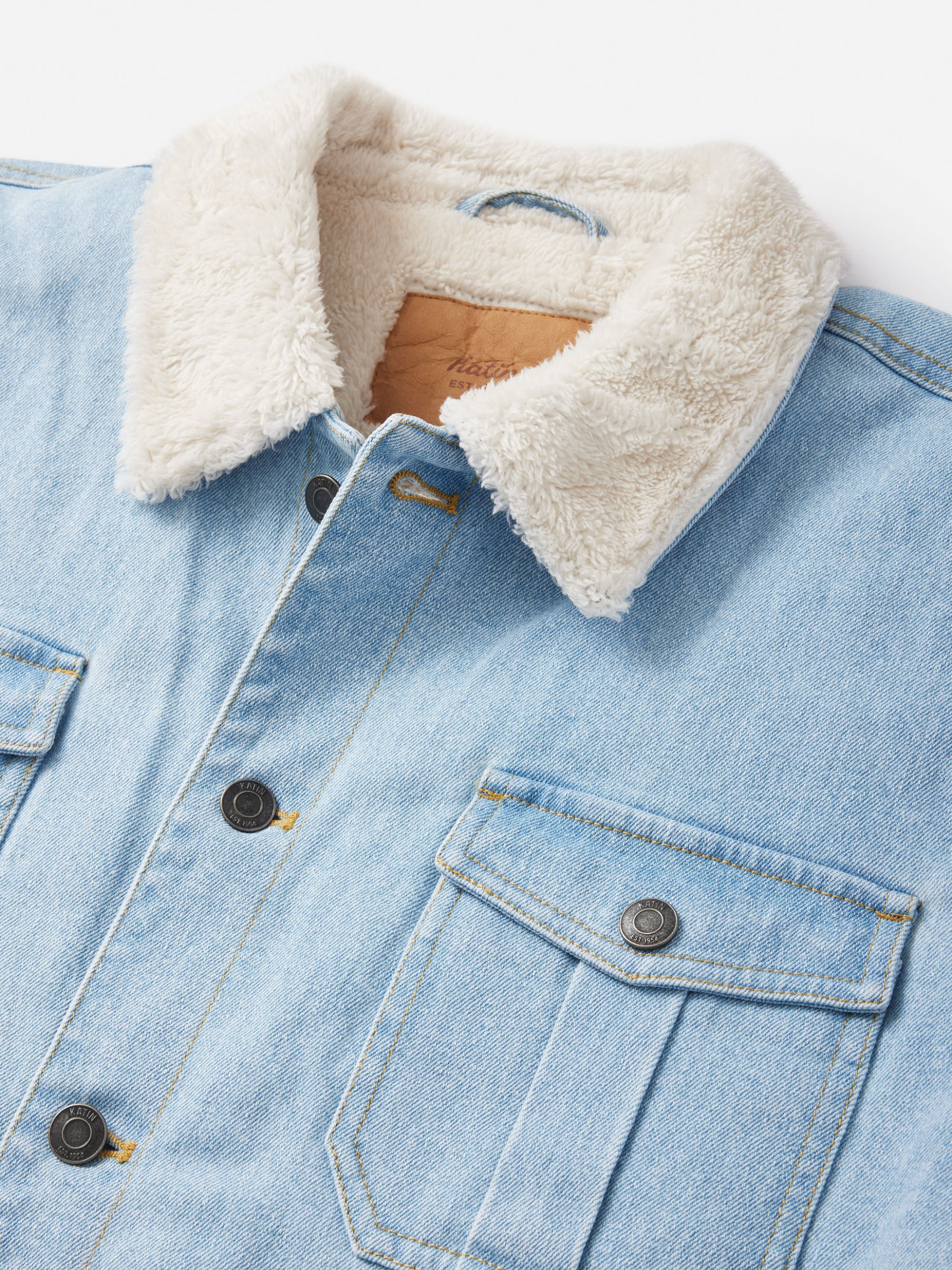 Katin Harris Denim Jacket Light Indigo Blue Sherpa Lined LS Long Sleeve Men’s Button Winter Outerwear Athens GA Georgia Kempt Menswear Store Near Me