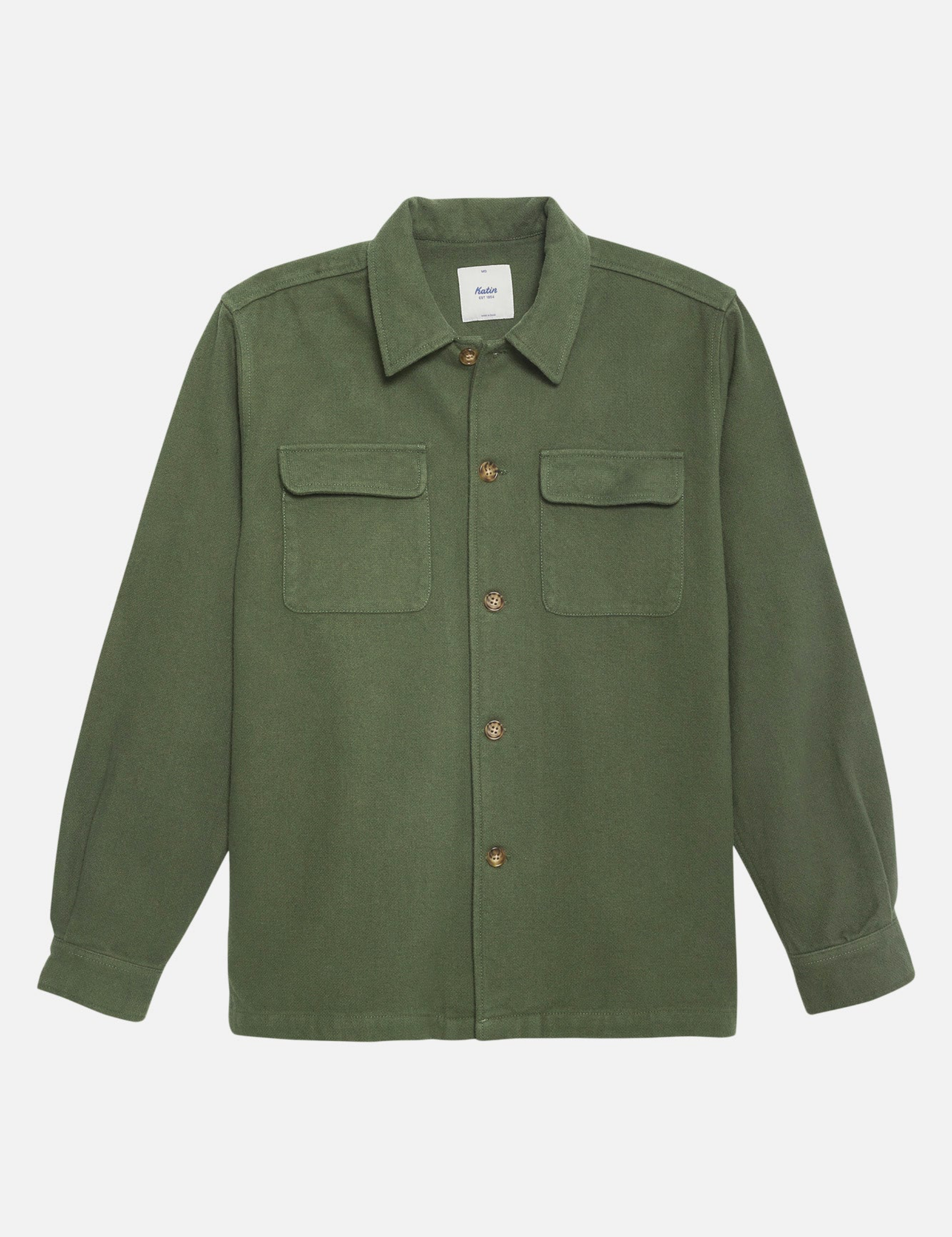 Katin Shiloh Solid Flannel Green Thyme LS Long Sleeve Men’s Button Down Pocket Front Collared Shirt Athens GA Georgia Kempt Menswear Store Near Me