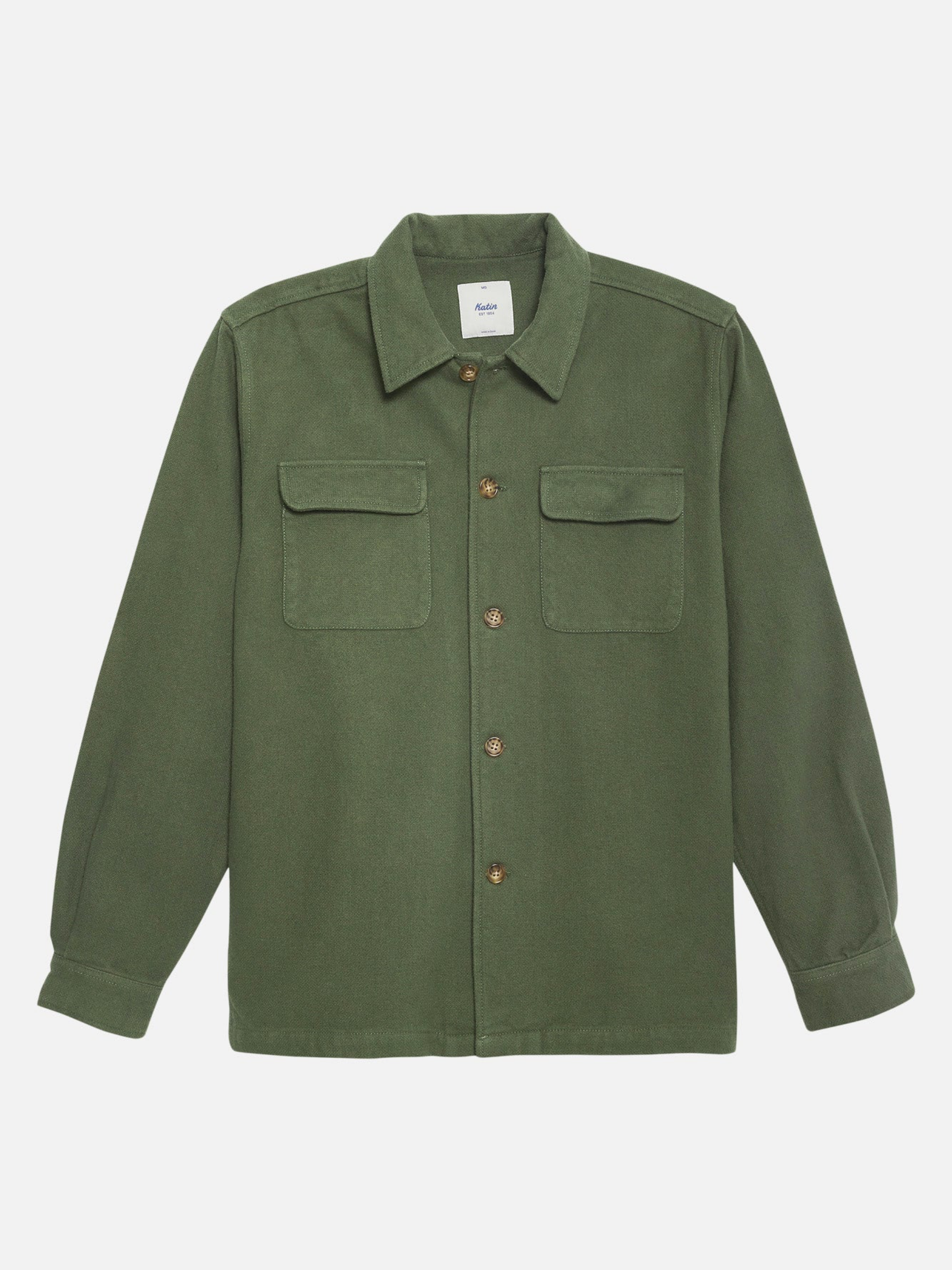 Katin Shiloh Solid Flannel Green Thyme LS Long Sleeve Men’s Button Down Pocket Front Collared Shirt Athens GA Georgia Kempt Menswear Store Near Me