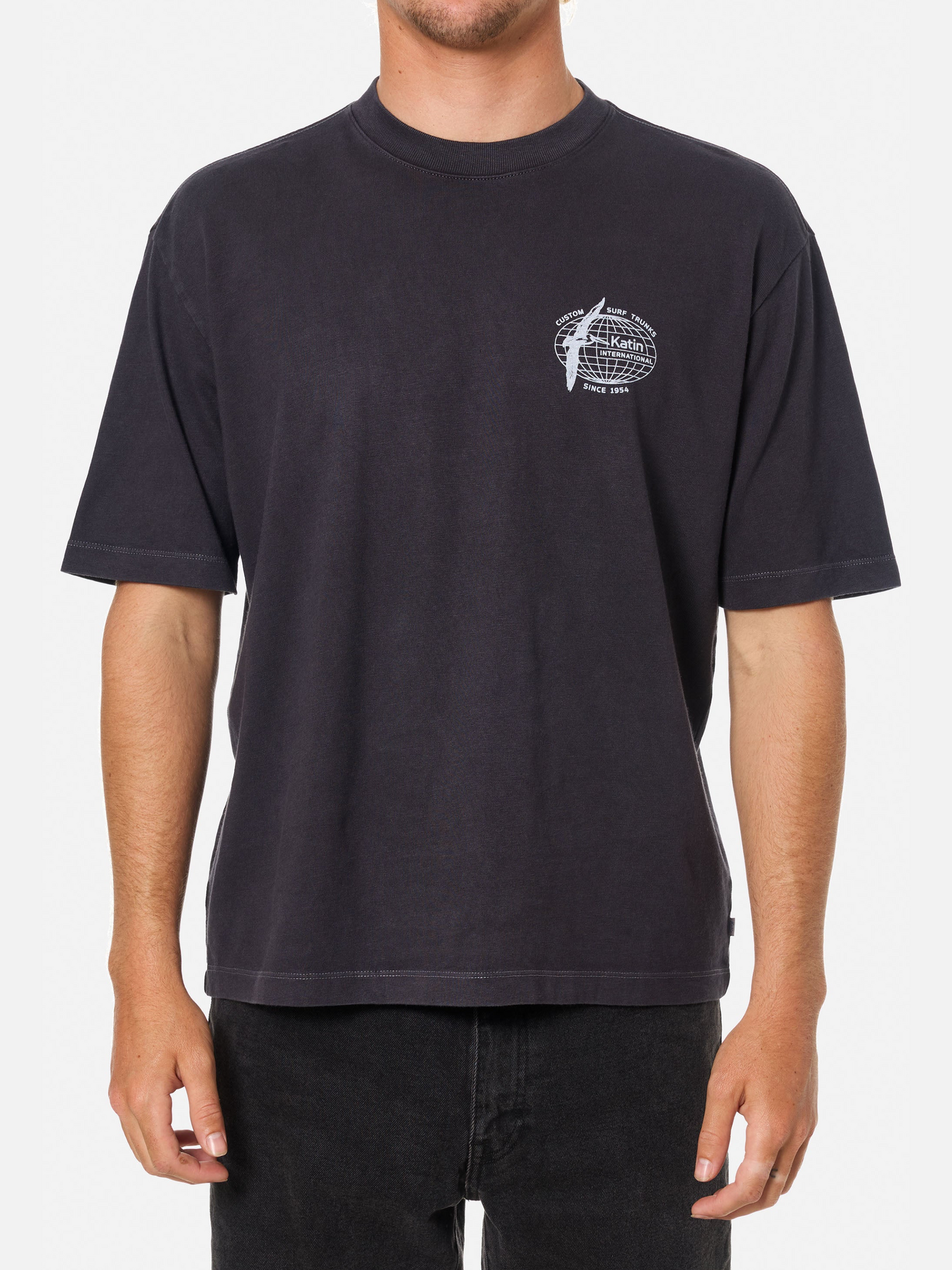 Katin Williams Box Fit Graphic Tee T-Shirt SS Short Sleeve Men’s Tops for Men Polar Navy Blue White Text Athens GA Georgia Kempt Menswear Store Near Me