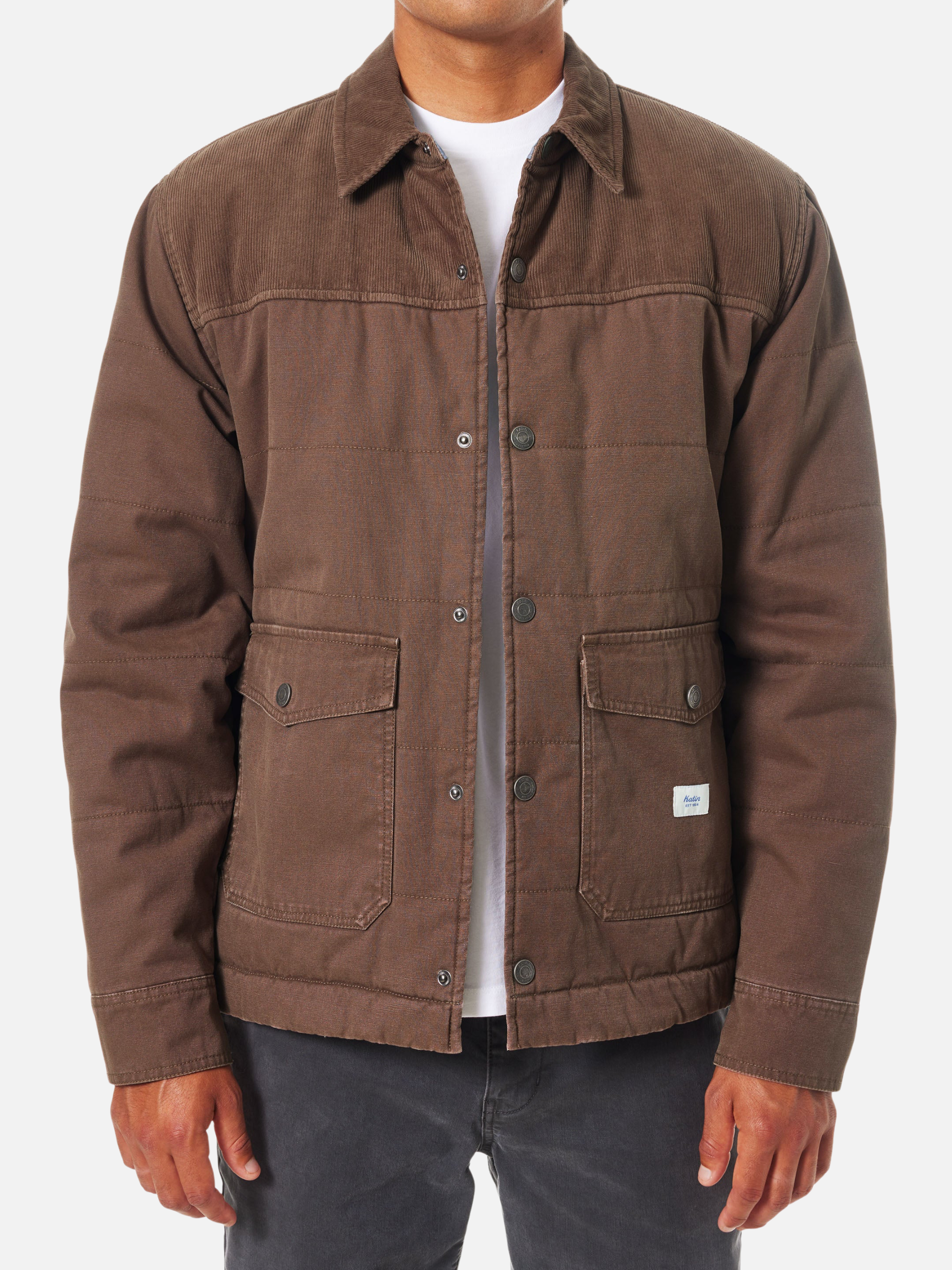 Katin Yukon Jacket Rain Drum Brown Men’s Fall Winter Tops Outerwear for Men Pockets Texture Button Up Athens GA Georgia Kempt Menswear Store Near Me