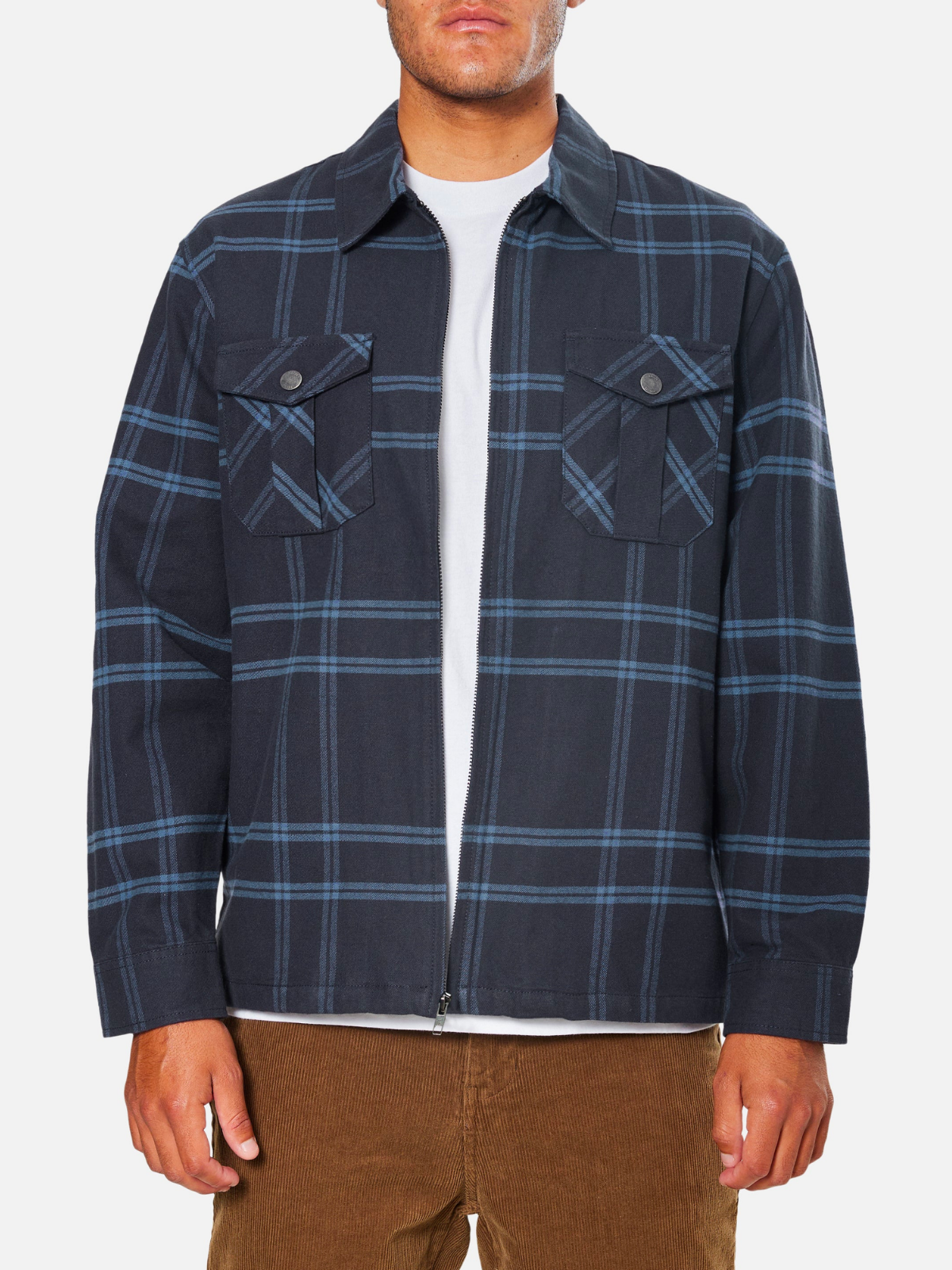 katin anderson flannel polar navy plaid cotton zip up jacket kempt athens ga georgia men's clothing store