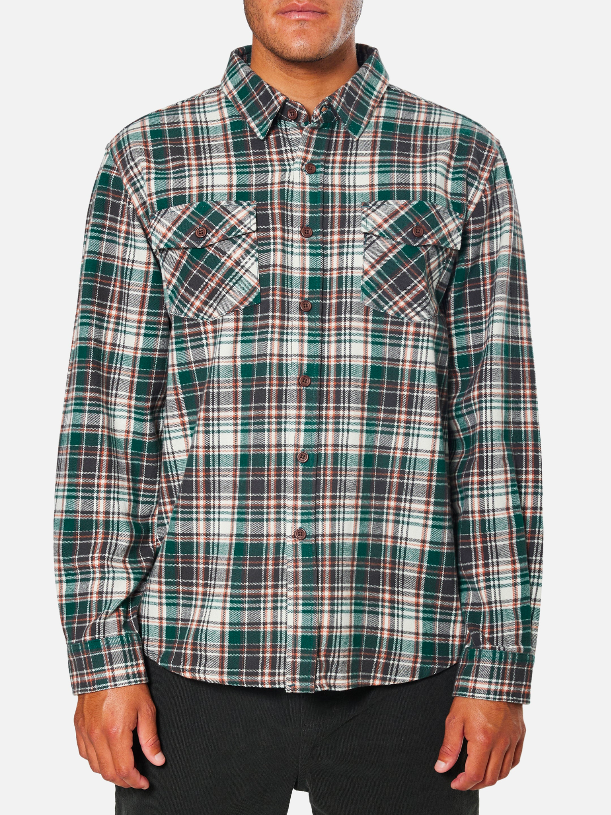 katin fred flannel black wash teal green orange white blue plaid cotton ls long sleeve button down casual shirt kempt athens ga georgia men's clothing store