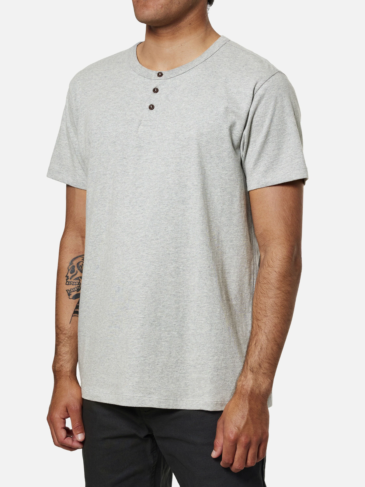 katin mesa henley heather gray 100% organic cotton t-shirt kempt athens ga georgia men's clothing store
