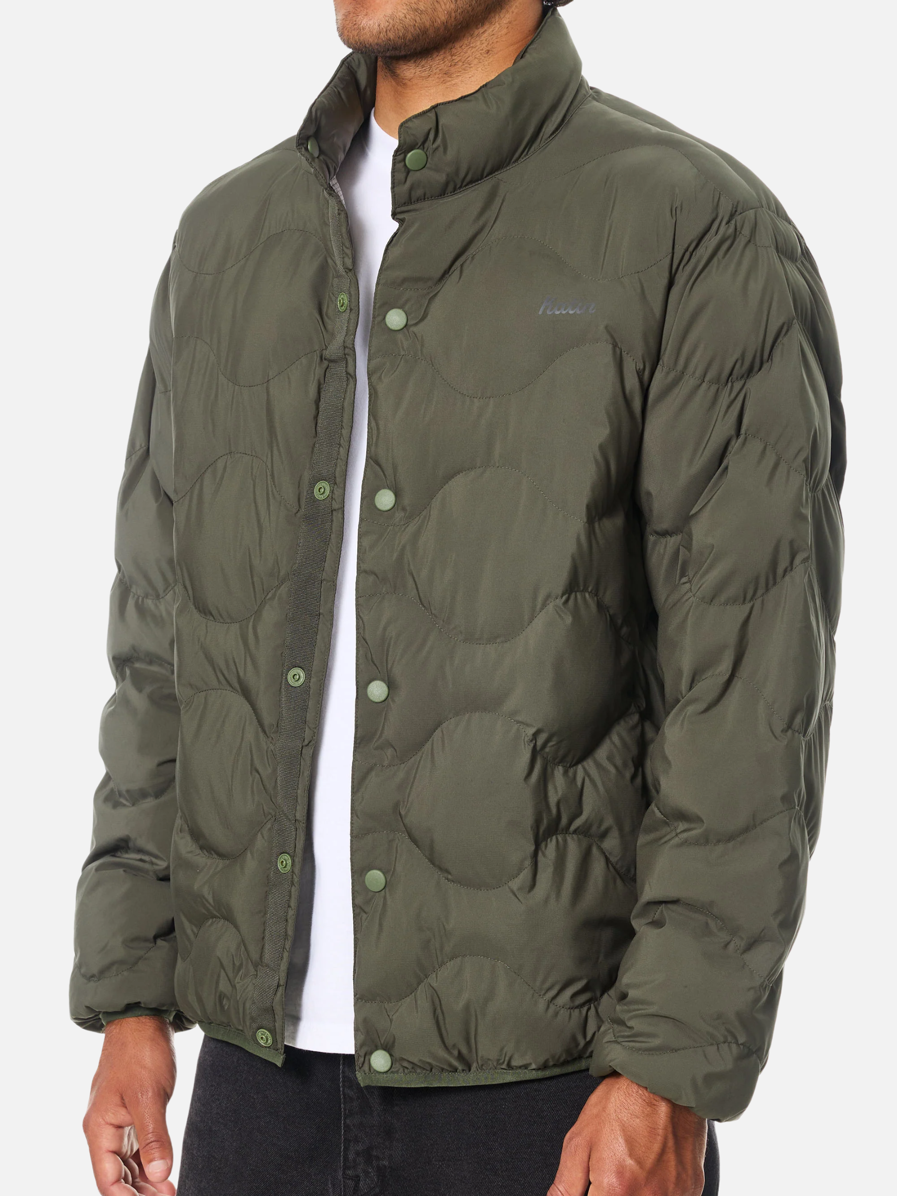 Katin OTG Out There Gear Puffer Jacket Lead Green Men's Water Resistant Snap Button Puffer For Men Athens GA Georgia Kempt Menswear Store Near Me