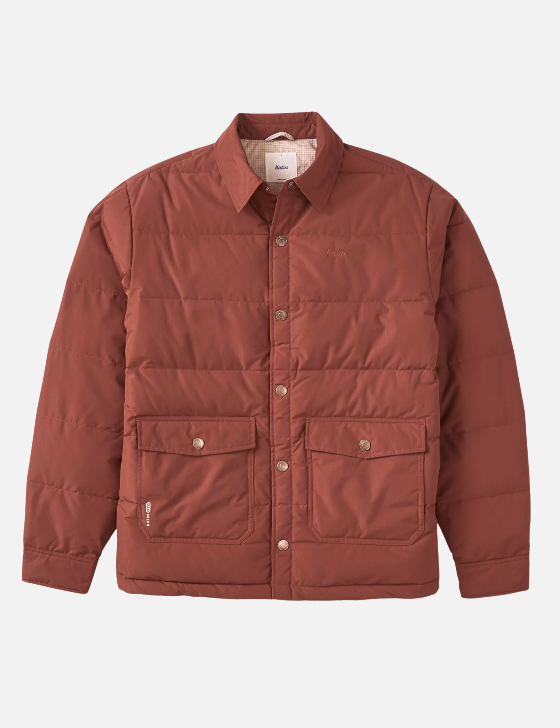 Katin OTG Out There Gear Puffer Jacket Mahogany Red Men's Water Proof Snap Button Coat For Men Athens GA Georgia Kempt Menswear Store Near Me