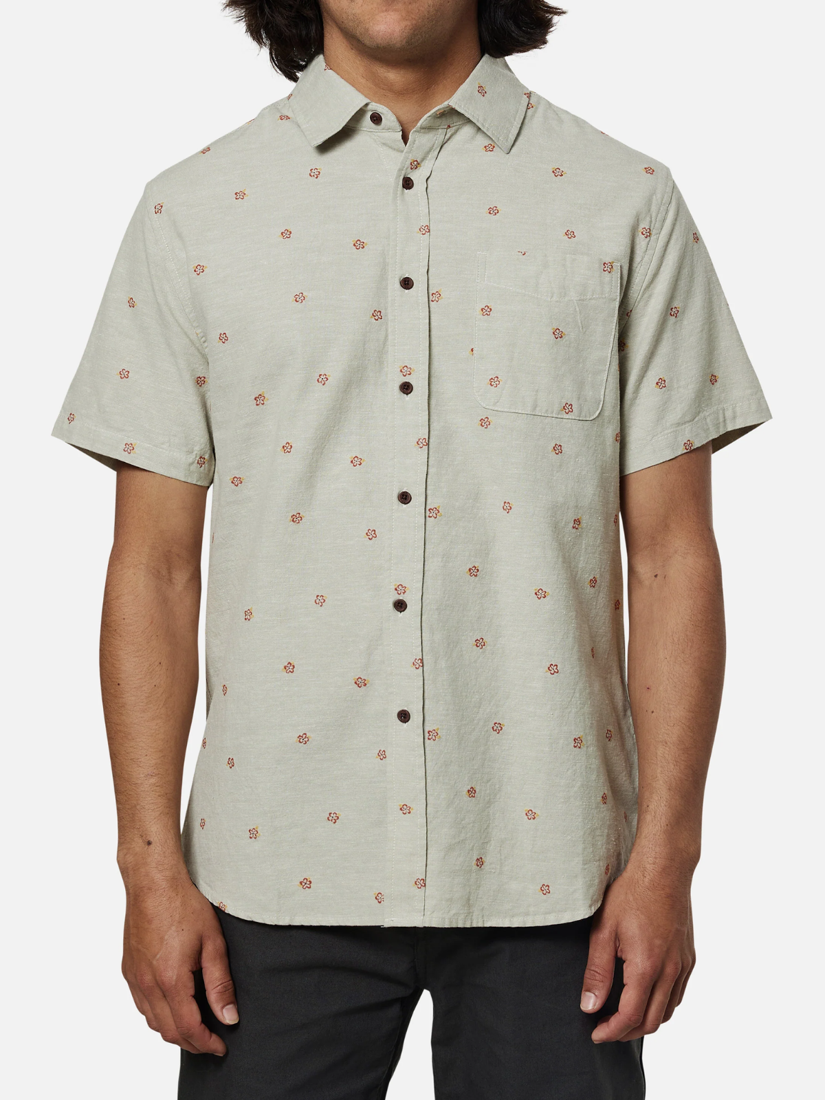 katin plume shirt button up desert sage green floral design ss short sleeve collared top kempt athens ga georgia men's clothing store