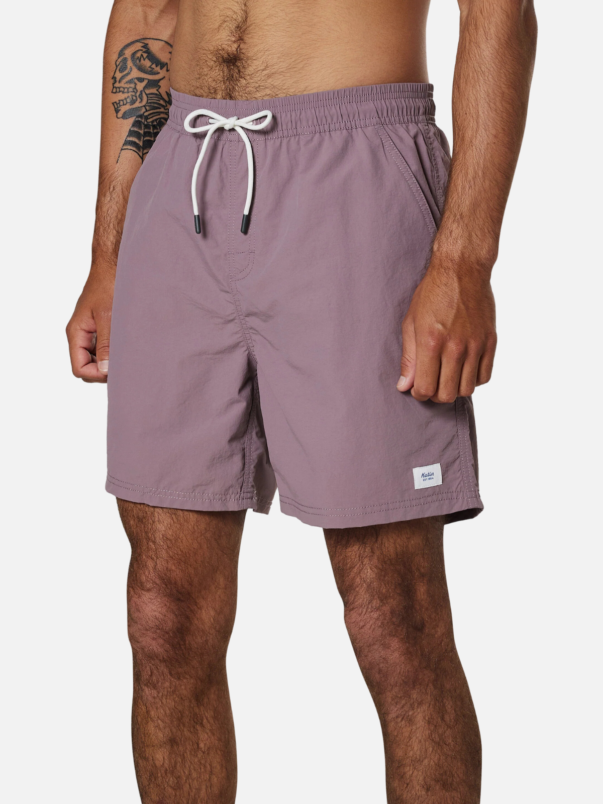 katin poolside volley swim trunk 100% nylon short auralite purple elastic waistband drawstring kempt athens ga georgia men's clothing store