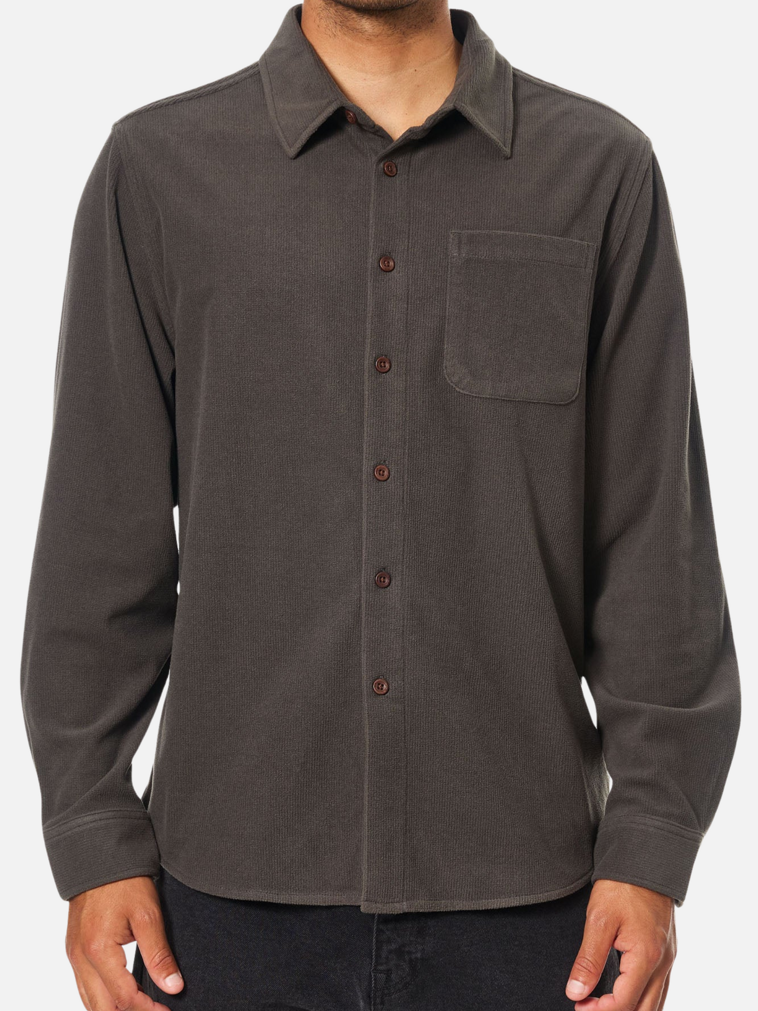 Katin Roland Shirt Lead Gray Men's LS Long Sleeve Textured Button-Up Overshirt Jacket For Men Athens GA Georgia Kempt Menswear Store Near Me