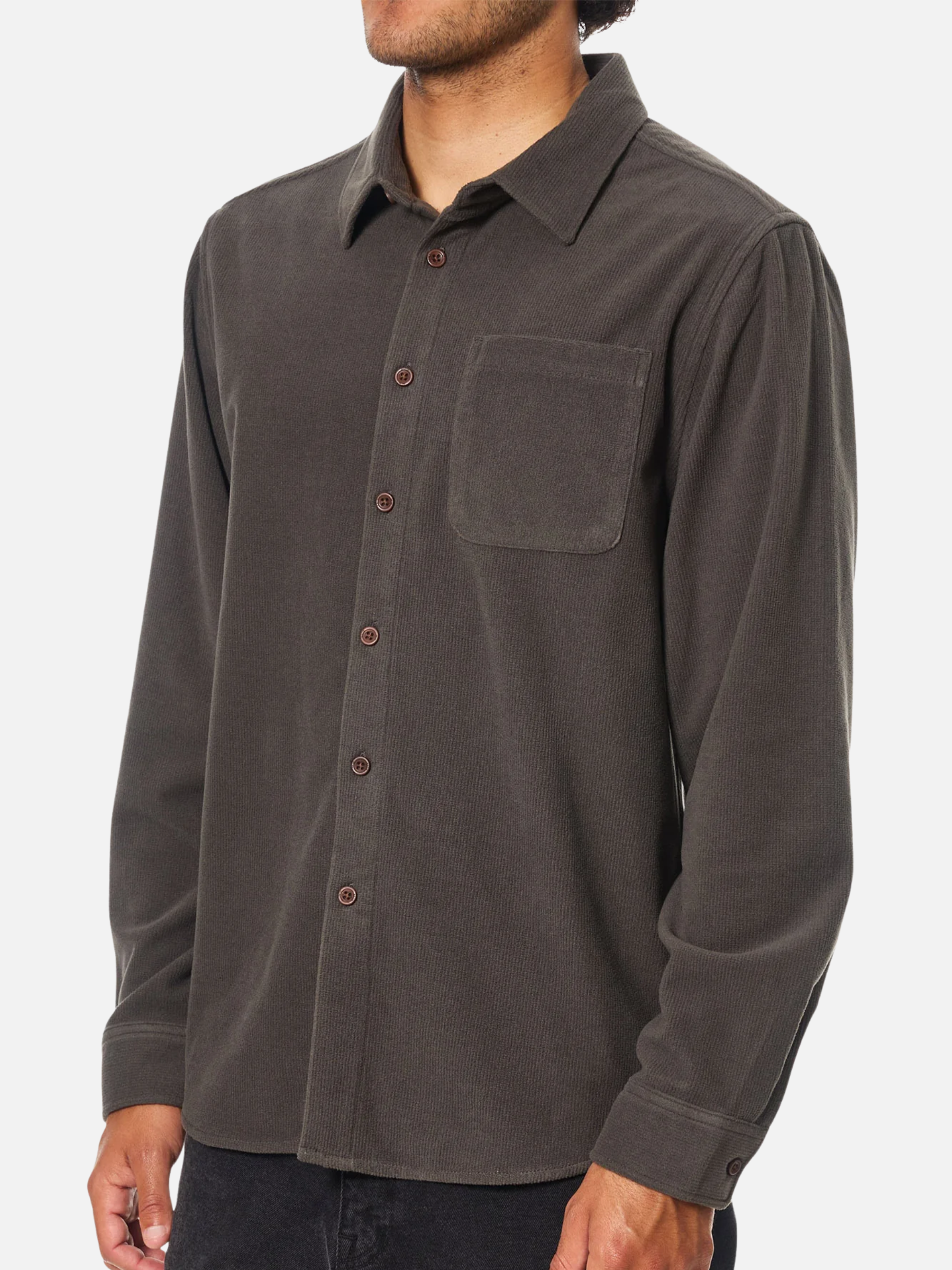 Katin Roland Shirt Lead Gray Men's LS Long Sleeve Textured Button-Up Overshirt Jacket For Men Athens GA Georgia Kempt Menswear Store Near Me