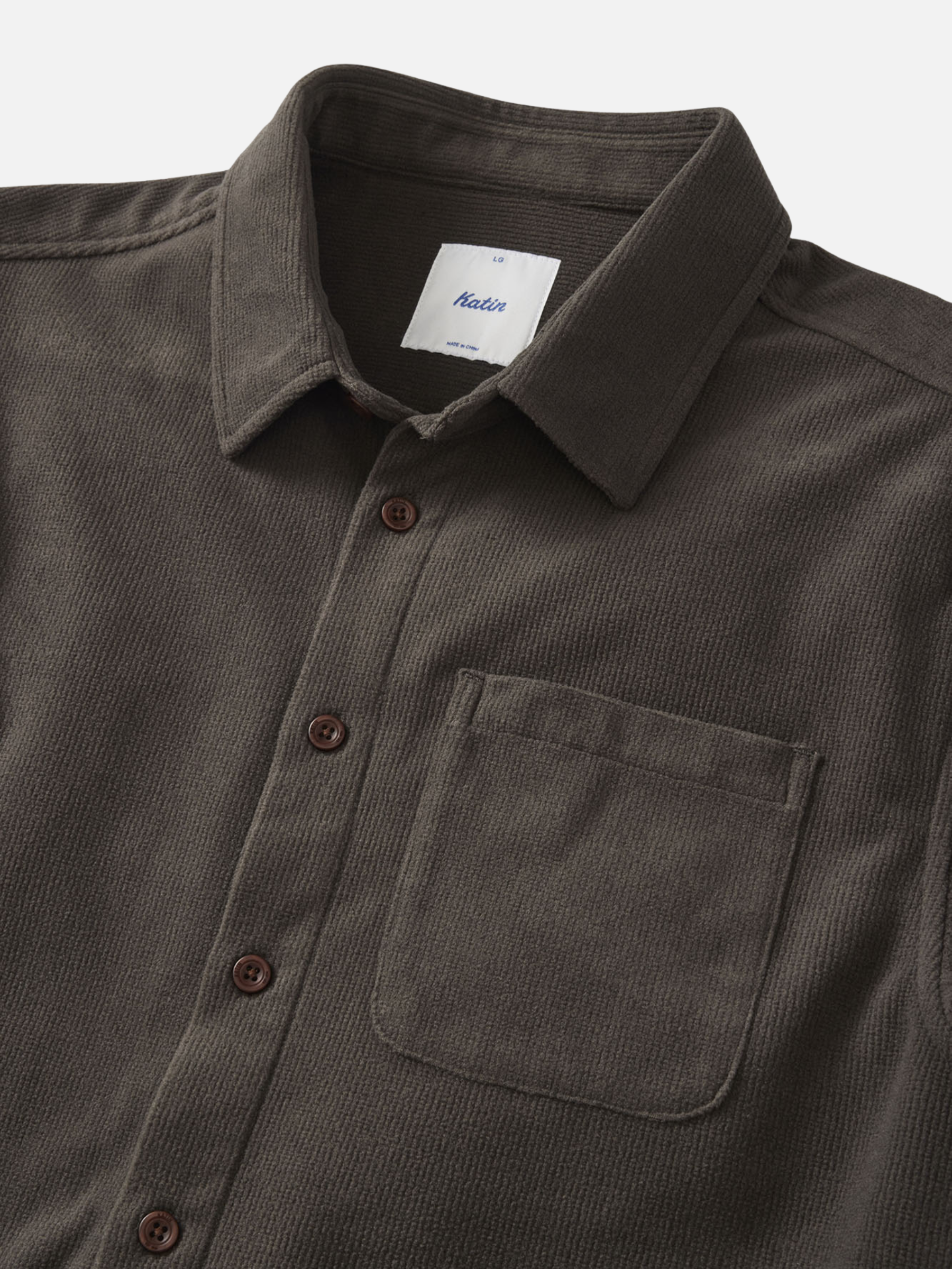 Katin Roland Shirt Lead Gray Men's LS Long Sleeve Textured Button-Up Overshirt Jacket For Men Athens GA Georgia Kempt Menswear Store Near Me