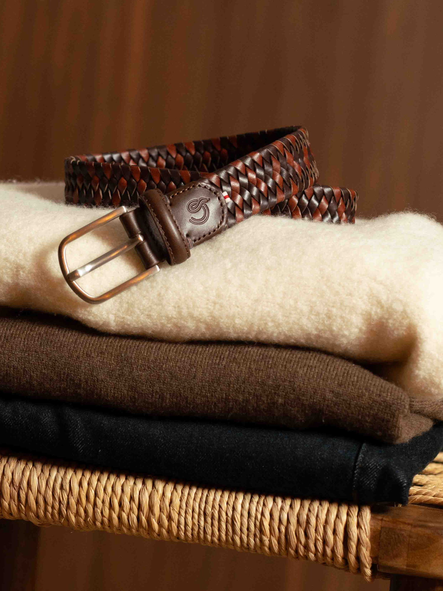 La Boucle Bologna Stretch Leather Belt - Brown Multi