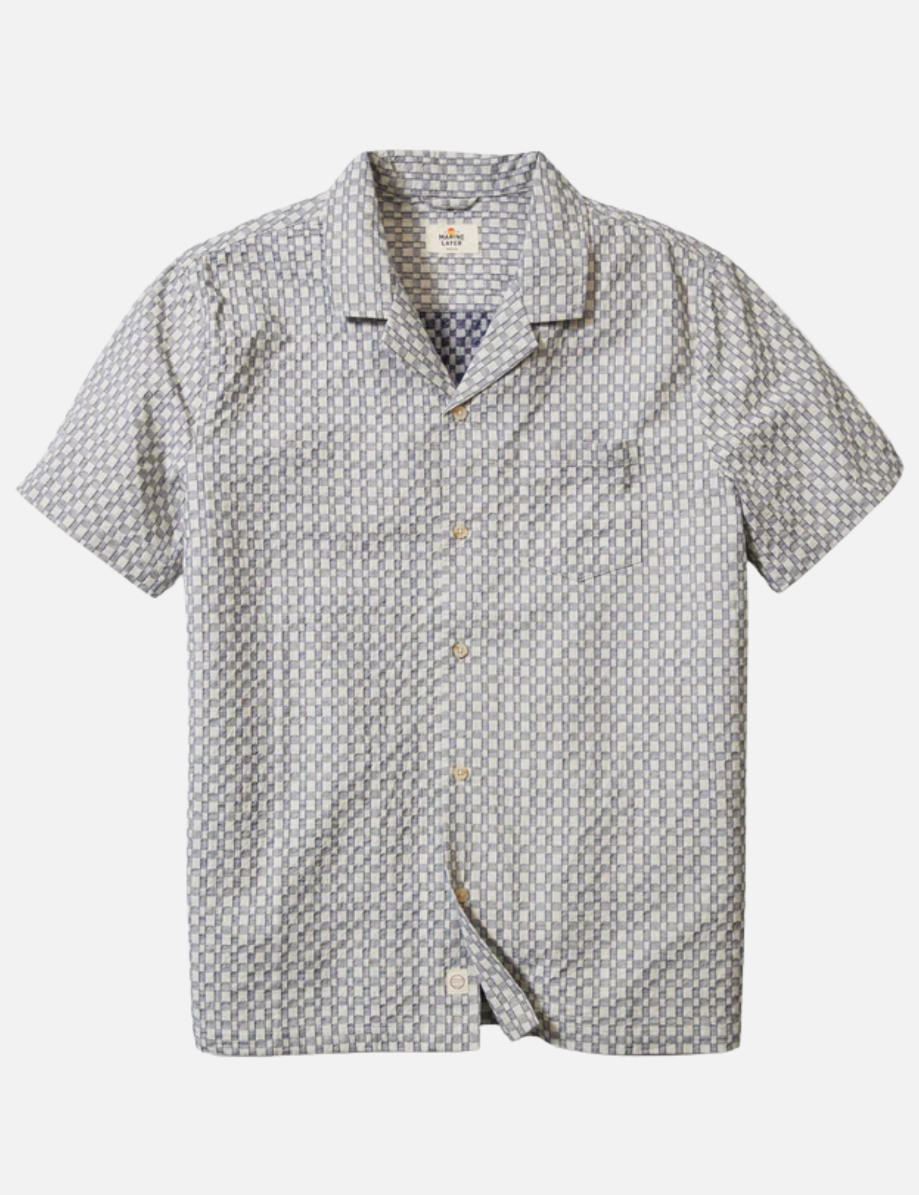 Marine Layer Landon Checkered Resort Shirt Vintage Indigo Men's Casual Collared Button Down For Men Athens GA Georgia Kempt Menswear Store Near Me