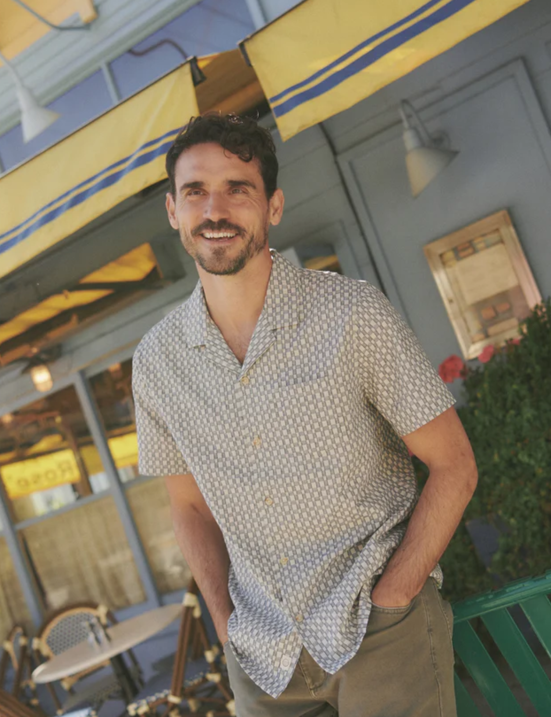 Marine Layer Landon Checkered Resort Shirt Vintage Indigo Men's Casual Collared Button Down For Men Athens GA Georgia Kempt Menswear Store Near Me