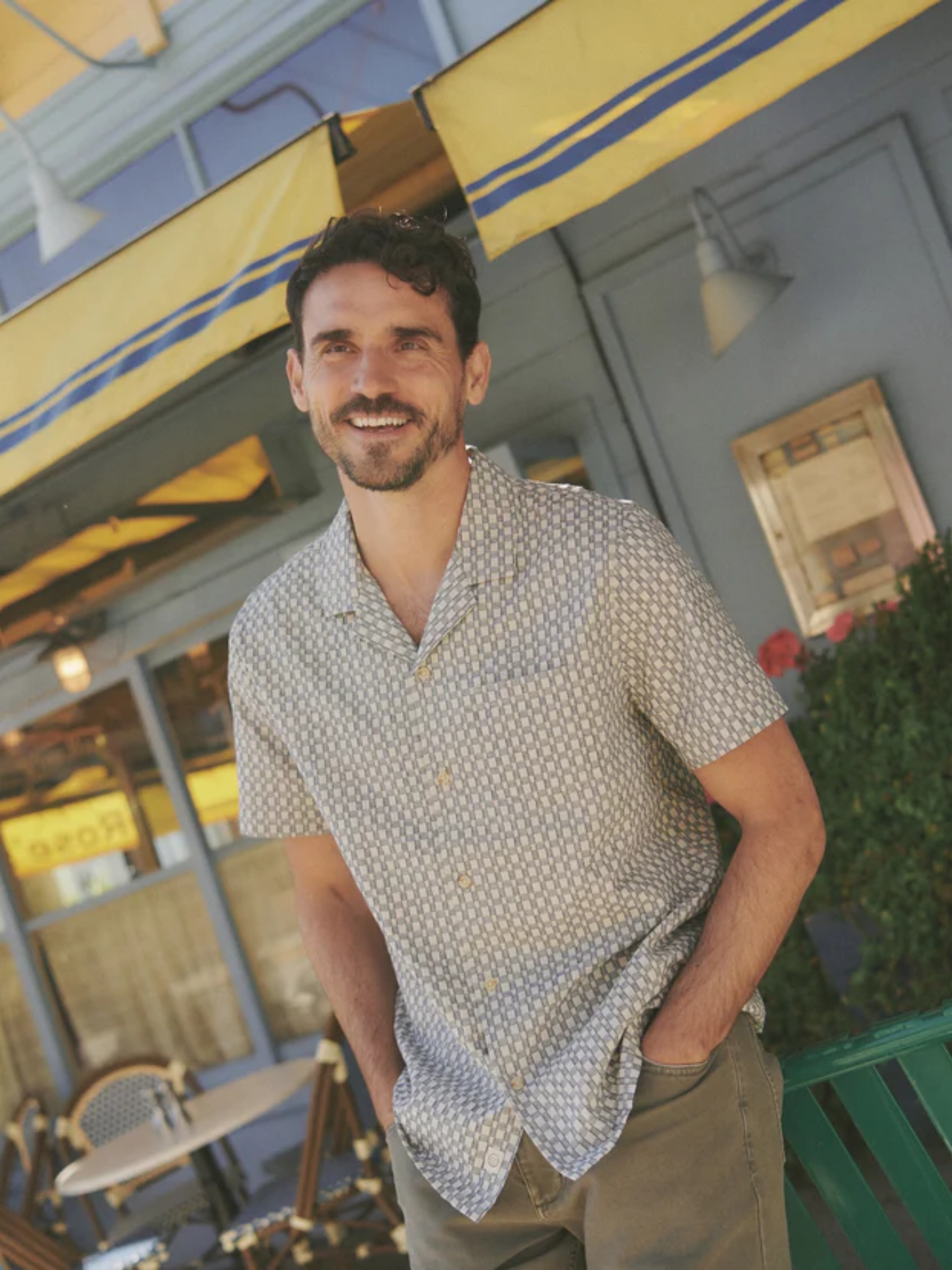 Marine Layer Landon Checkered Resort Shirt Vintage Indigo Men's Casual Collared Button Down For Men Athens GA Georgia Kempt Menswear Store Near Me