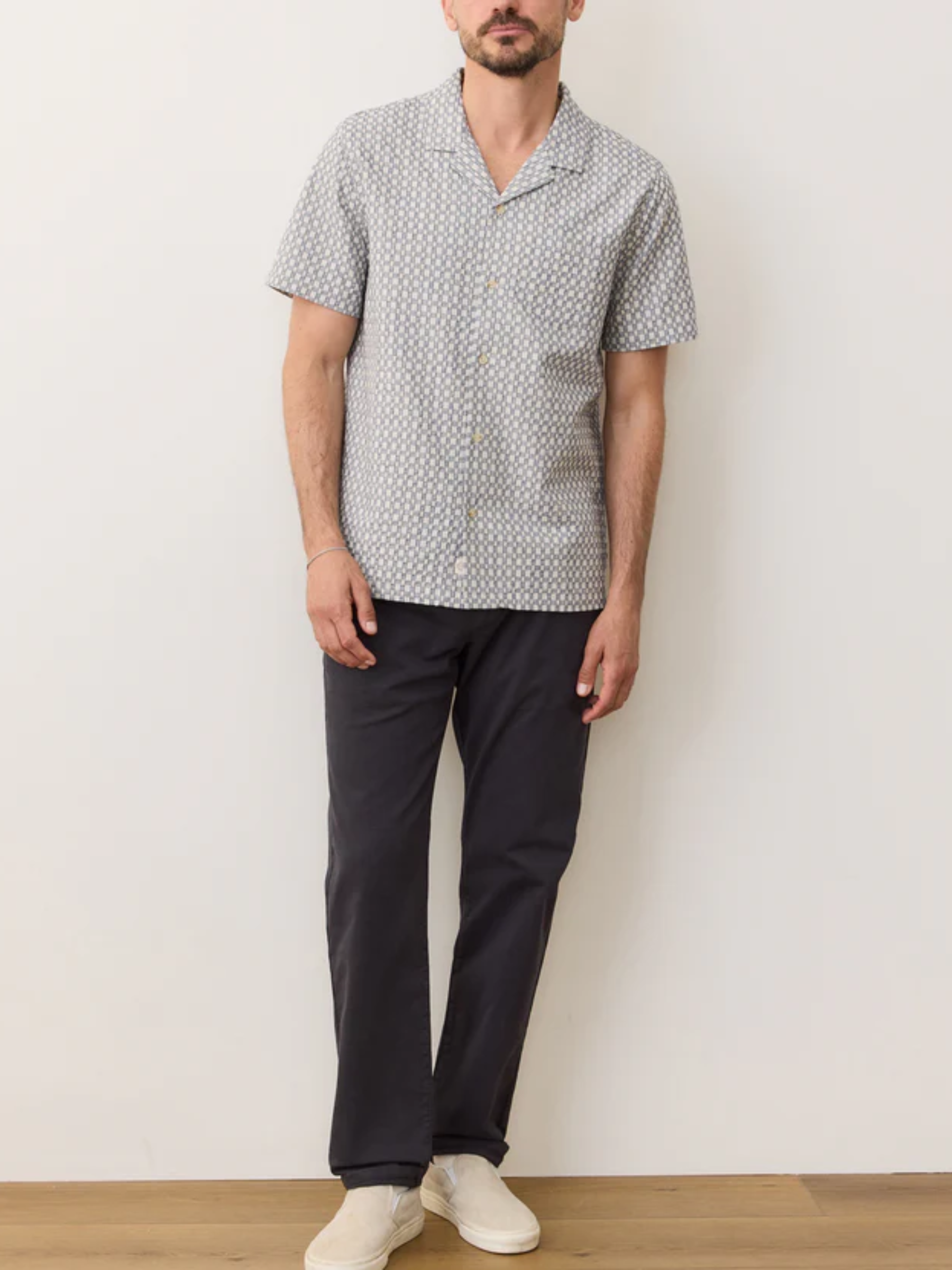 Marine Layer Landon Checkered Resort Shirt Vintage Indigo Men's Casual Collared Button Down For Men Athens GA Georgia Kempt Menswear Store Near Me