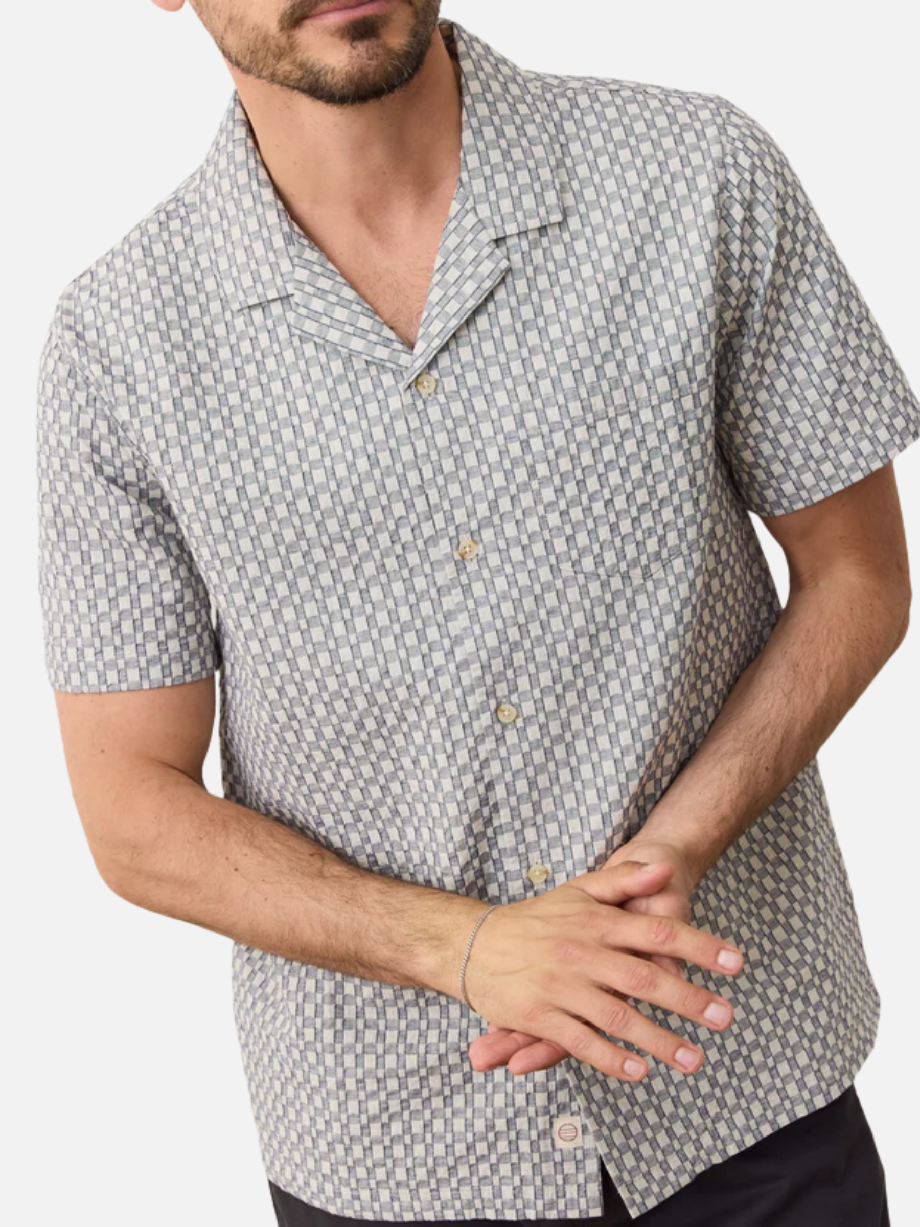 Marine Layer Landon Checkered Resort Shirt Vintage Indigo Men's Casual Collared Button Down For Men Athens GA Georgia Kempt Menswear Store Near Me