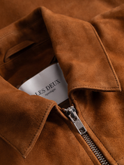 Les Deux Nyle Suede Coach Jacket Brown   Zip Up Jackets Front Pockets Collared Men’s Fall Winter Outerwear Athens GA Georgia Kempt Menswear Store Near Me