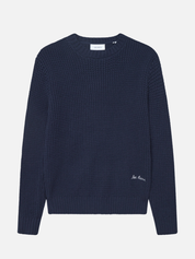 Les Deux Alvin Waffle Crewneck Knitted Sweater Embroidery Knit Dark Navy Blue Fall Winter Men’s Tops for Men Athens GA Georgia Kempt Menswear Store Near Me