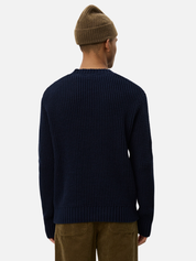 Les Deux Alvin Waffle Crewneck Knitted Sweater Embroidery Knit Dark Navy Blue Fall Winter Men’s Tops for Men Athens GA Georgia Kempt Menswear Store Near Me