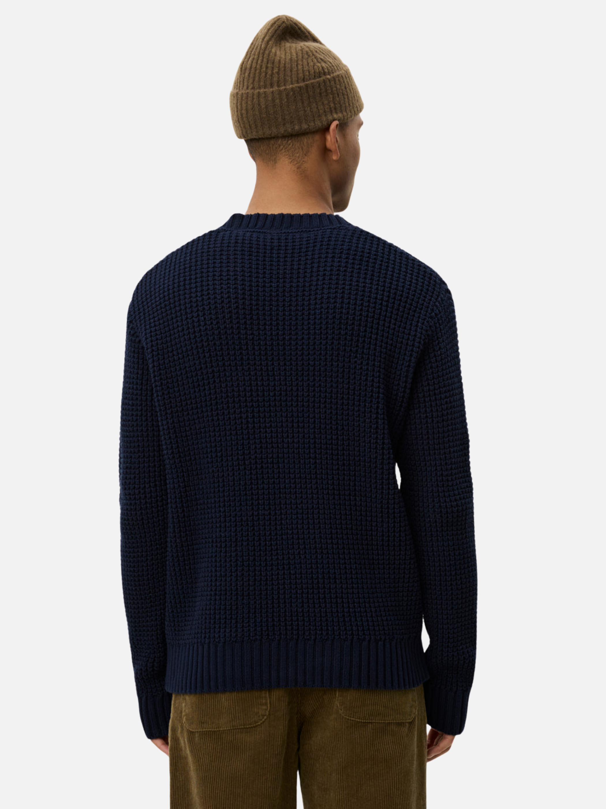 Les Deux Alvin Waffle Crewneck Knitted Sweater Embroidery Knit Dark Navy Blue Fall Winter Men’s Tops for Men Athens GA Georgia Kempt Menswear Store Near Me