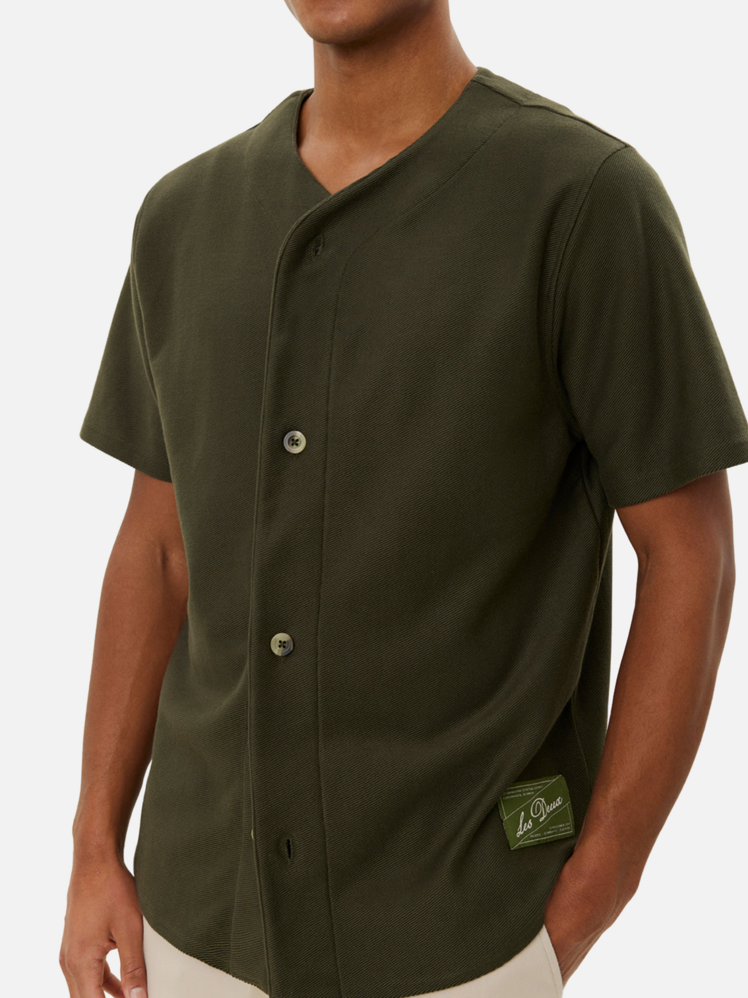 Les Deux Barry Baseball Jersey Shirt Forest Green Men’s Button Up Casual Top for Men Athens GA Georgia Kempt Menswear Store Near Me