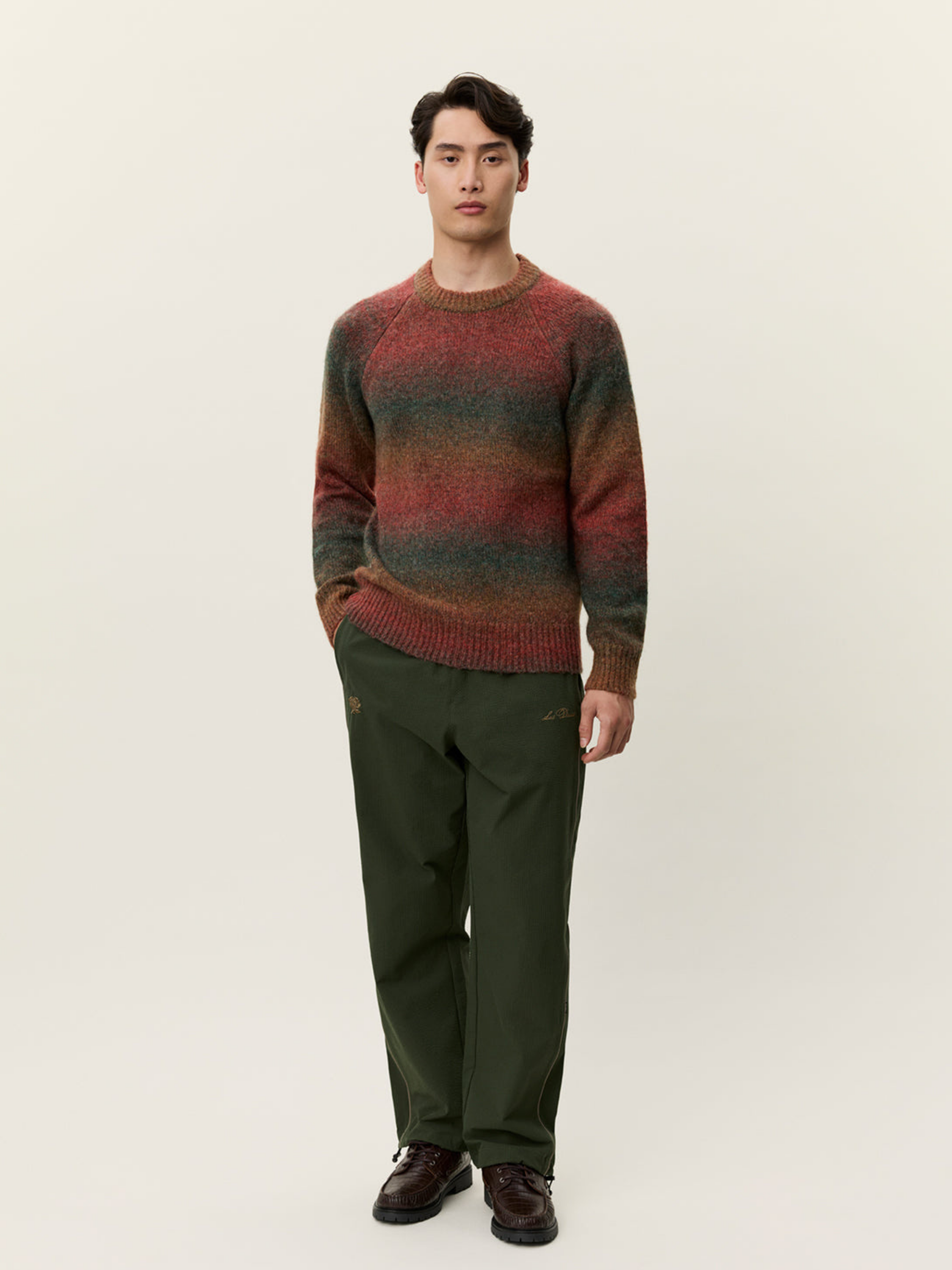 Les Deux Brad Gradient Knit Jumper Dark Clay Orange LS Long Sleeve Soft Knit Men’s Fall Winter Sweater Athens GA Georgia Kempt Menswear Store Near Me