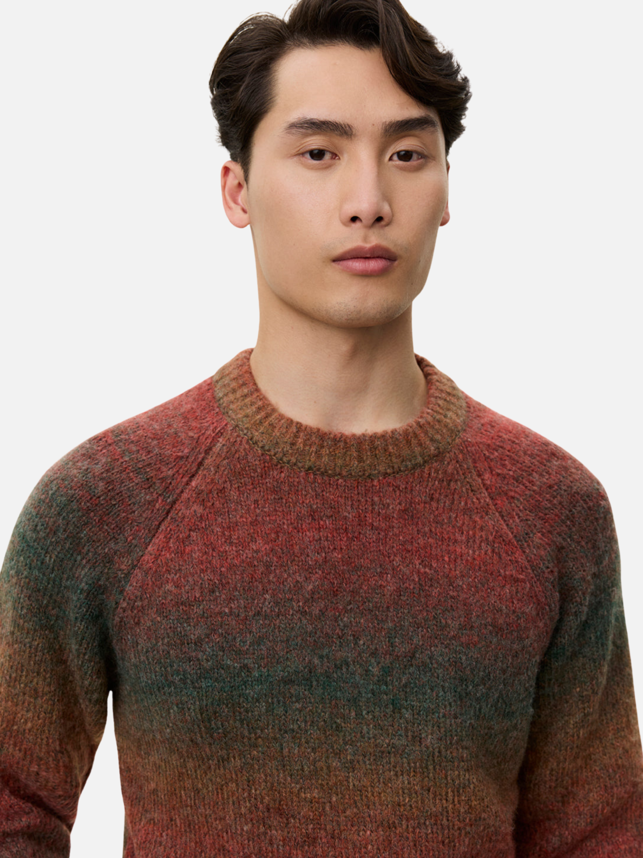 Les Deux Brad Gradient Knit Jumper Dark Clay Orange LS Long Sleeve Soft Knit Men’s Fall Winter Sweater Athens GA Georgia Kempt Menswear Store Near Me