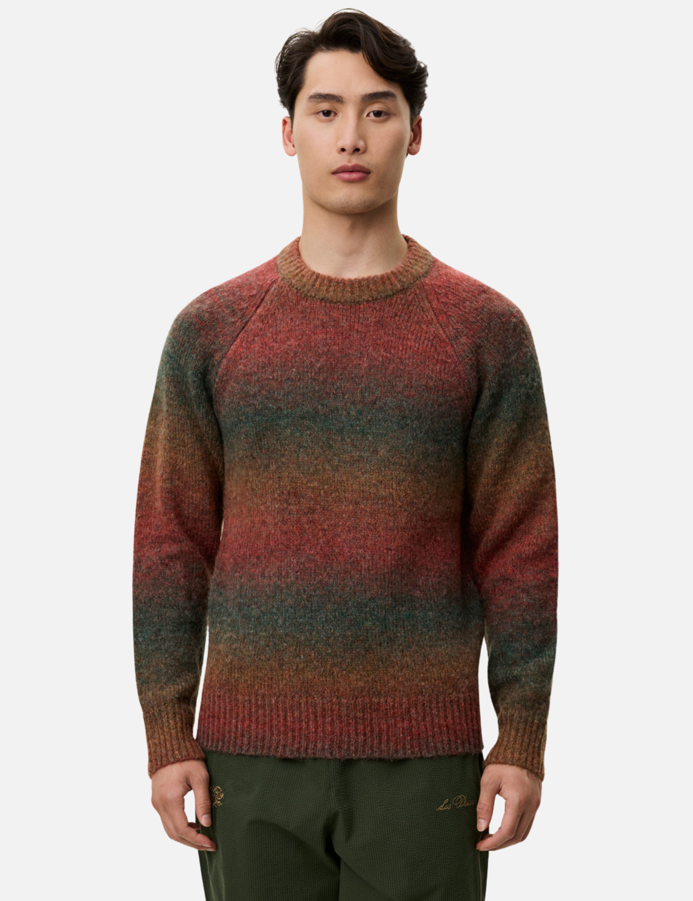 Les Deux Brad Gradient Knit Jumper Dark Clay Orange LS Long Sleeve Soft Knit Men’s Fall Winter Sweater Athens GA Georgia Kempt Menswear Store Near Me