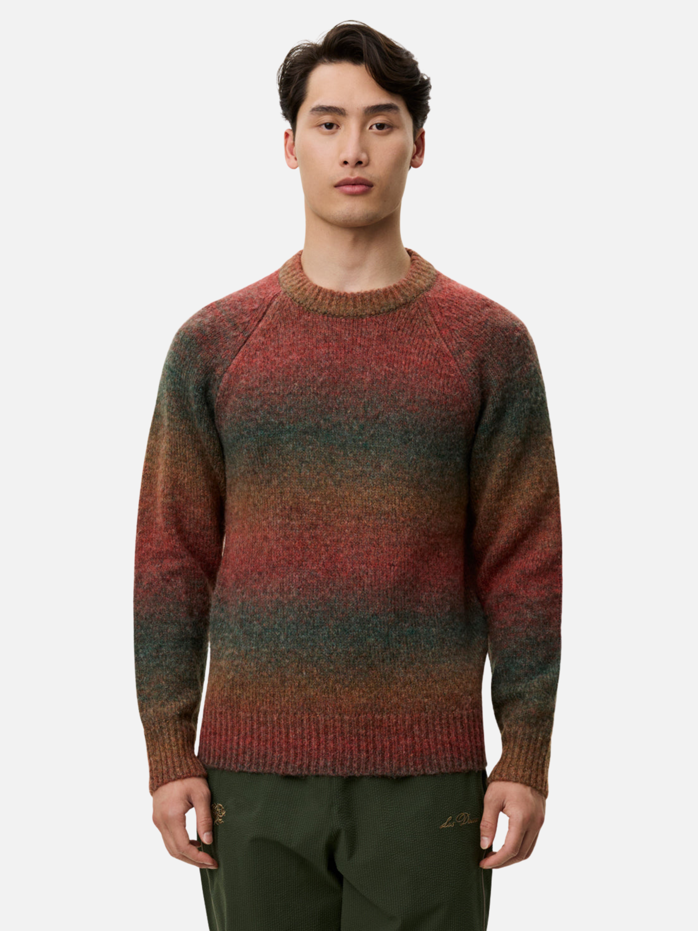 Les Deux Brad Gradient Knit Jumper Dark Clay Orange LS Long Sleeve Soft Knit Men’s Fall Winter Sweater Athens GA Georgia Kempt Menswear Store Near Me