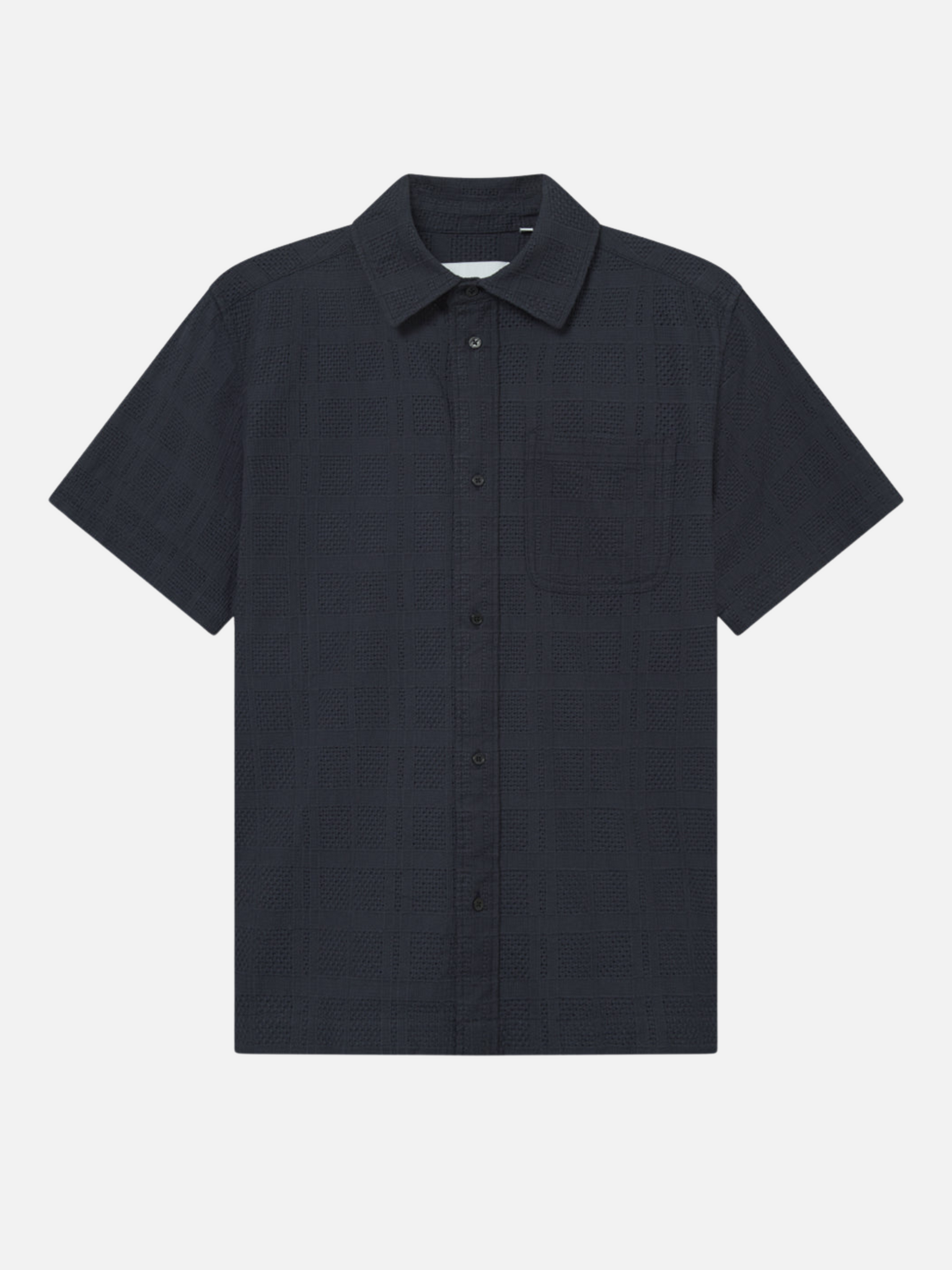 Les Deux Charlie Shirt Dark Navy Blue SS Collared Shirt Sleeve Button Up Top for Men Athens GA Georgia Kempt Menswear Store Near Me 
