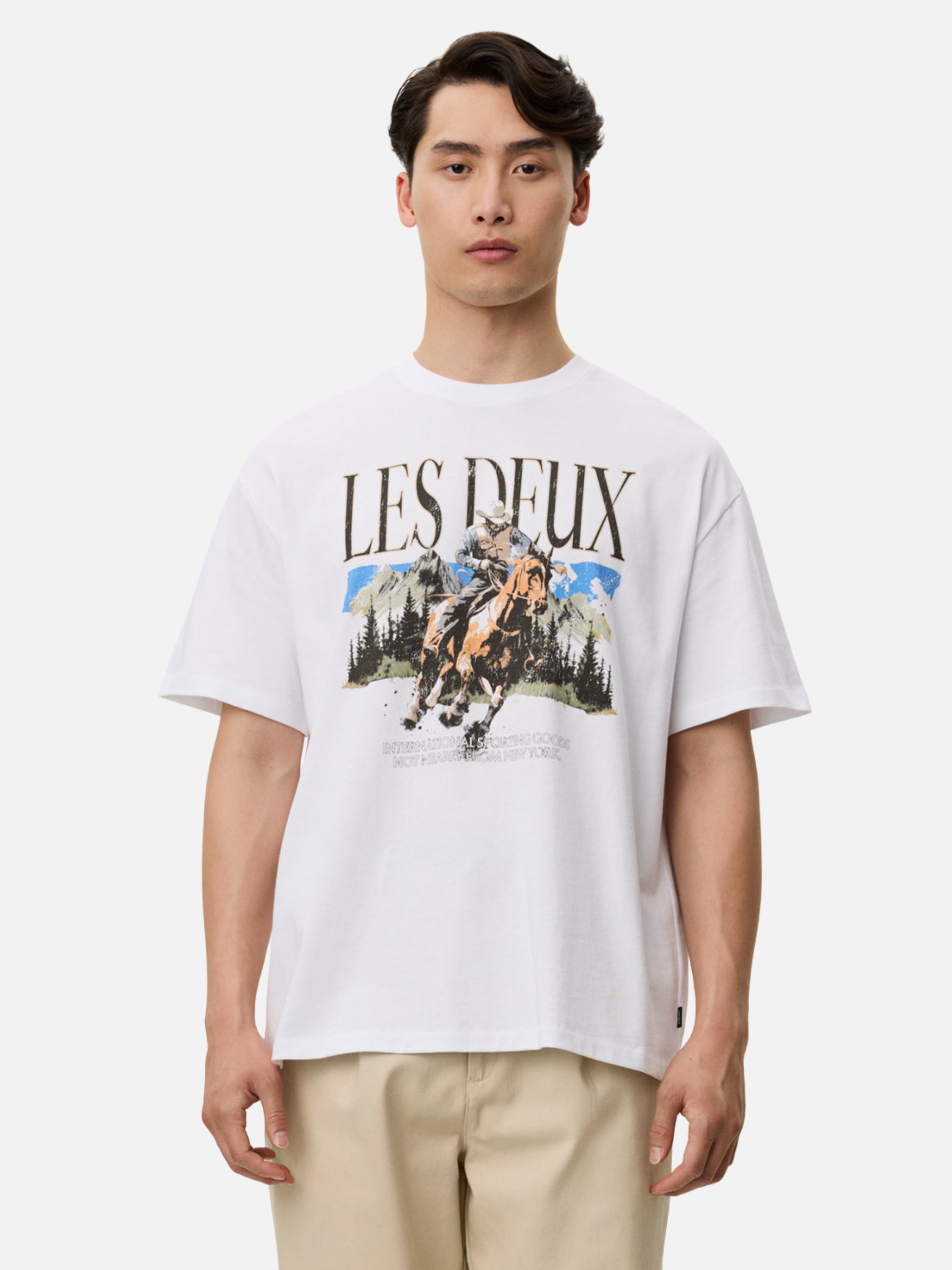 Les Deux Cole Cowboy T-Shirt Graphic Tee Western Art Design White Top SS Short Sleeve Tee for Men Men’s Tops Athens GA Georgia Kempt Menswear Store Near Me