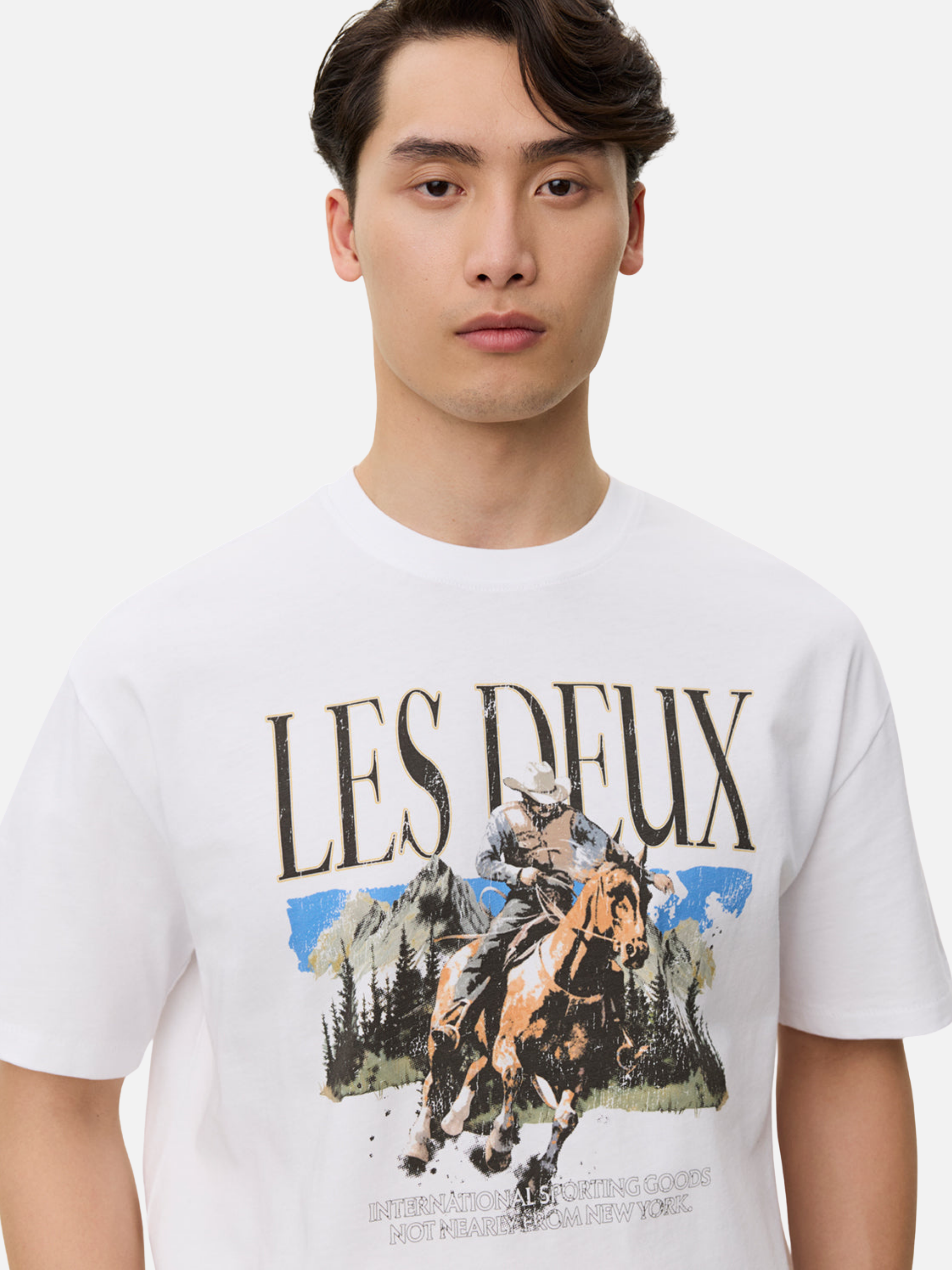 Les Deux Cole Cowboy T-Shirt Graphic Tee Western Art Design White Top SS Short Sleeve Tee for Men Men’s Tops Athens GA Georgia Kempt Menswear Store Near Me