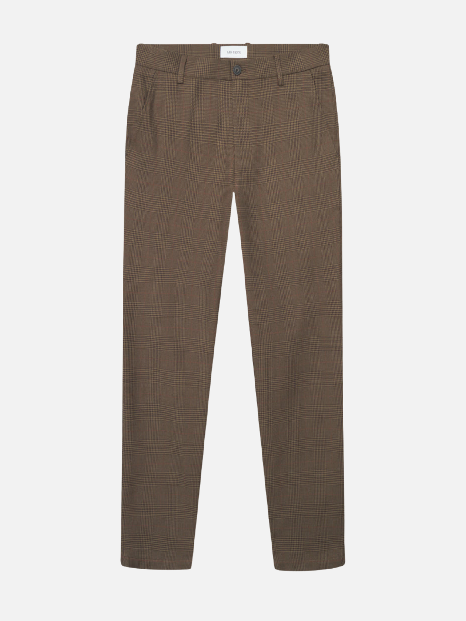 Les Deux Como Reg Houndstooth Suit Pants Straight Fit Teak Brown Plaid Pattern Men’s Bottoms for Men Athens GA Georgia Kempt Menswear Store Near Me