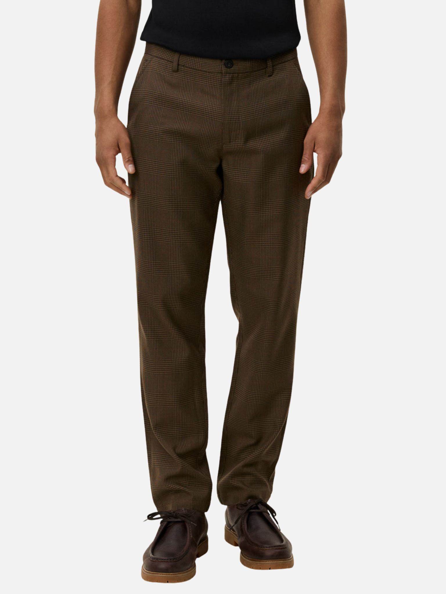 Les Deux Como Reg Houndstooth Suit Pants Straight Fit Teak Brown Plaid Pattern Men’s Bottoms for Men Athens GA Georgia Kempt Menswear Store Near Me