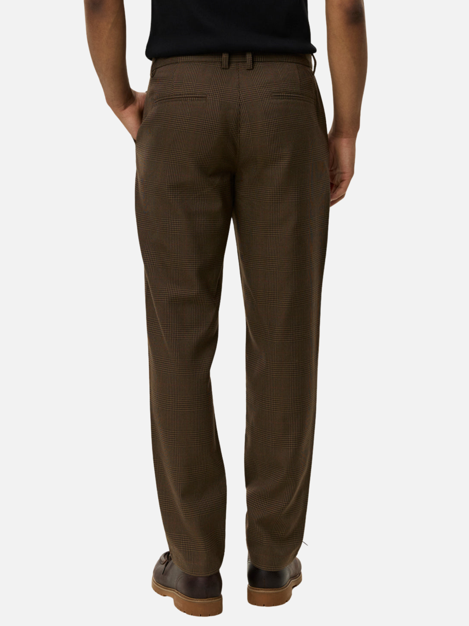 Les Deux Como Reg Houndstooth Suit Pants Straight Fit Teak Brown Plaid Pattern Men’s Bottoms for Men Athens GA Georgia Kempt Menswear Store Near Me
