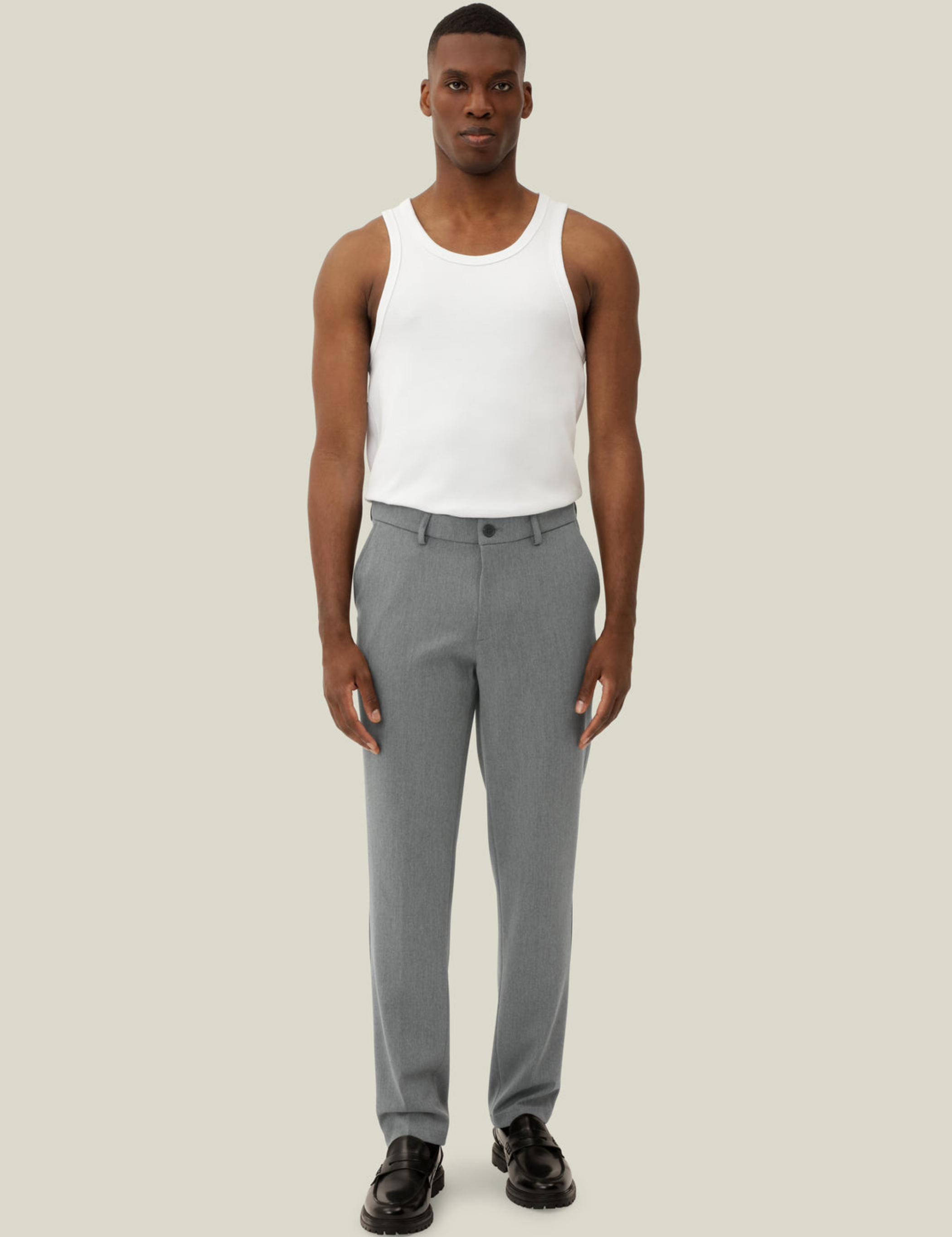 Les Deux Como Reg Suit Pants Grey Gray Melange Relaxed Straight Fit Formal Nice Pants for Men Men’s Bottoms Fall Winter Athens GA Georgia Kempt Menswear Store Near Me