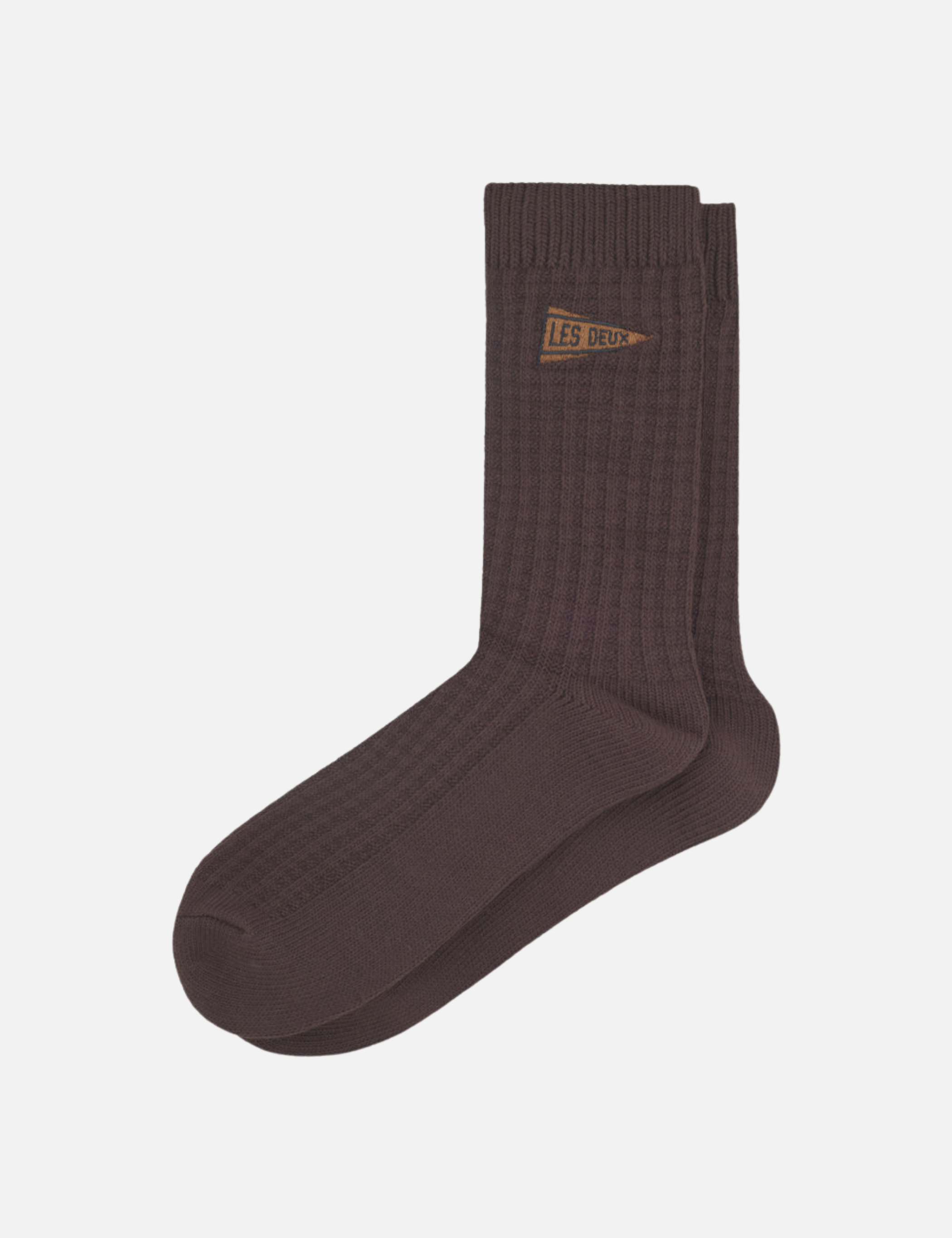 Les Deux Flag Waffle Knit Socks Brown and Cream Delicioso Men’s Accessories for Men Texture Athens GA Georgia Kempt Menswear Store Me