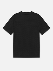Les Deux Garrett Knitted Polo SS Short Sleeve Black Textured Knit Pattern Summer Knits Athens GA Georgia Kempt Menswear Store Near Me