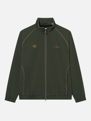 Les Deux Jack Seersucker Track Jacket Sporty Sports Inspired Jackets for Men Vintage Retro Top Fall Winter Men’s Outerwear Duffel Bag Green Yellow Trim Detail Athens GA Georgia Kempt Menswear Store Near Me